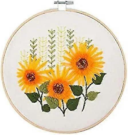 طقم تطريز مختوم - لمجموعة غرزة المبتدئين DIY للخياطة اليدوية للحرف الفنية بما في ذلك قماش التطريز بنمط اللون ، طوق التطريز ، العقيد