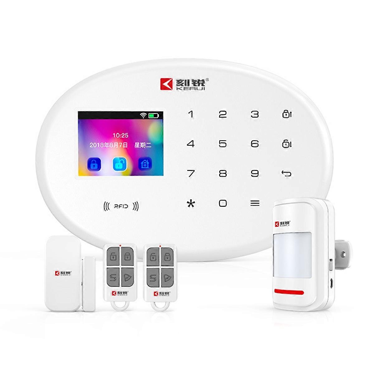 W202 WIFI GSM Alarmer System Kit Tuya Smart Home Security Støtter for med dørsensor og bevegelsesdetektor EU-plugg