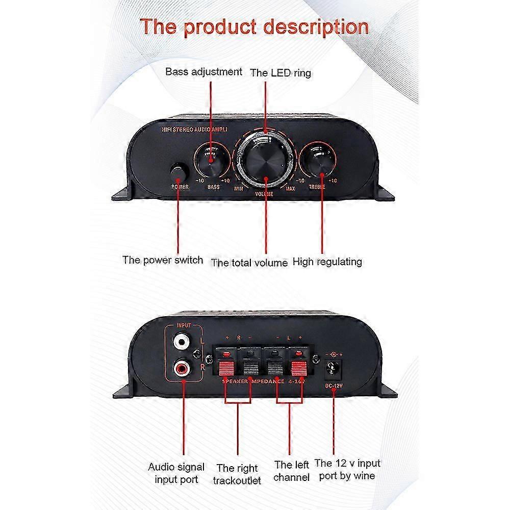 SpeakerAmp PortableSoundAmplifier CompactSizeoPowerAmplifier oPowerAmplifier PowerAmplifier SpeakerAmpforCarandHome SoundAmplifier
