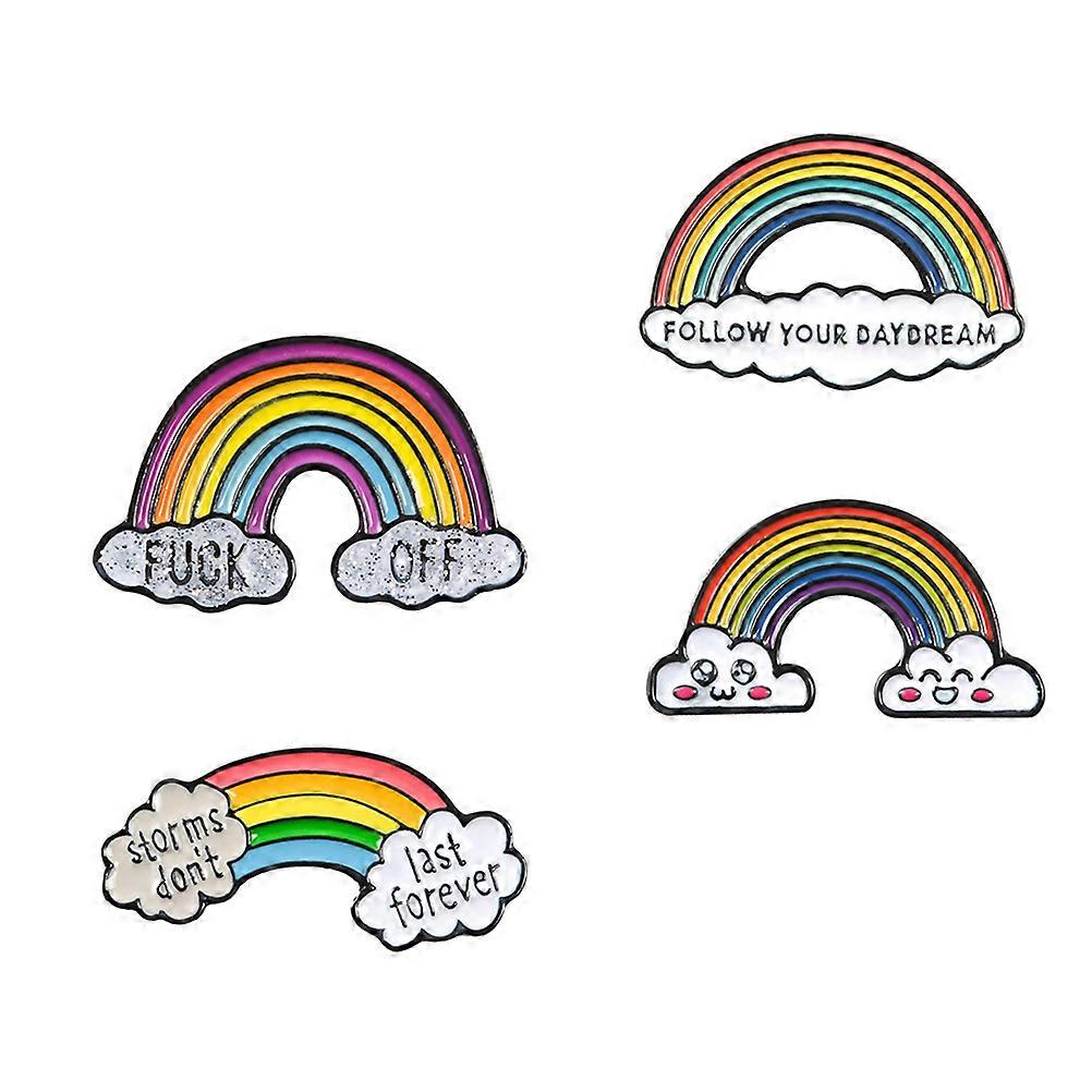 Chest Flower Badge Brooch Rainbow Brooch for Clothes 4Pcs Pack