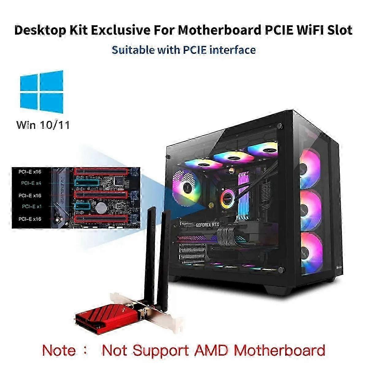 5.8Gbps WiFi 7 PCIe Adapter with BT5.4 for Gaming - 8774Mbps Tri-Band 2.4G/5G/6GHz Desktop Wireless Network Connection