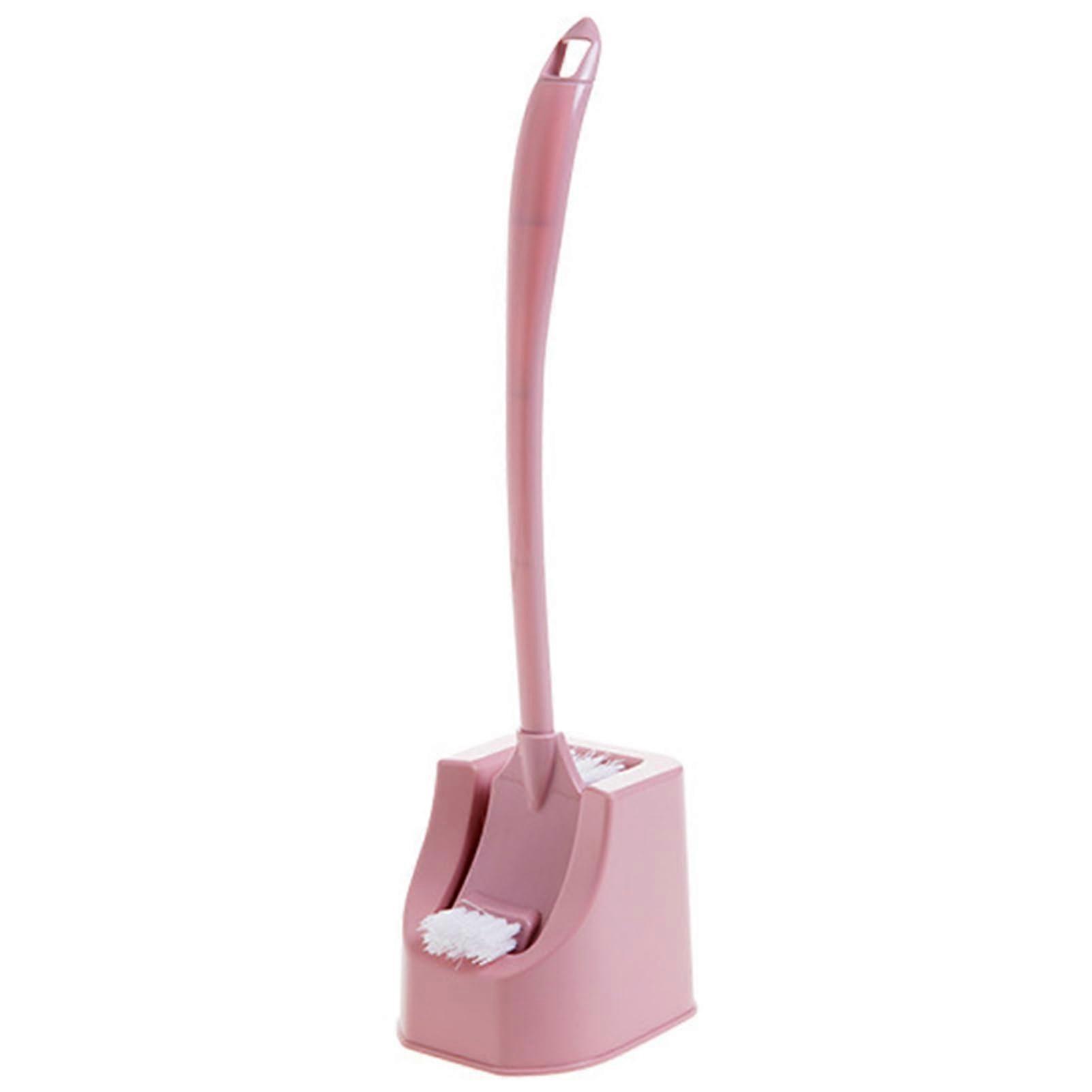 PP Long Handle Double-Sided Toilet Brush Pink For Bathroom Cleaning With Double-Sided Bristles