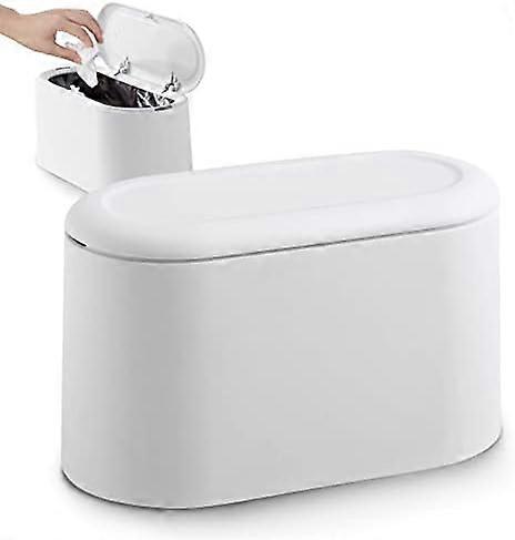 Small Tabletop Trash Can with Push Button Lid