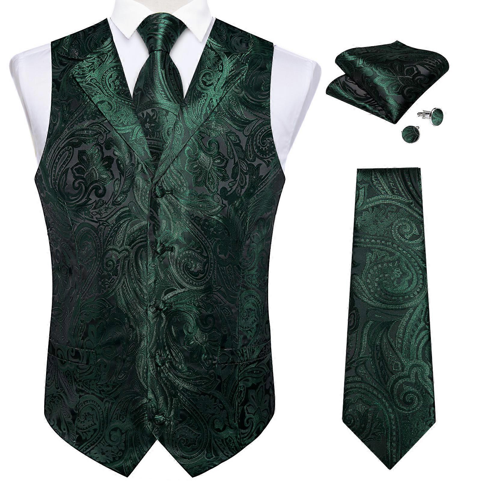DiBanGu-Ensemble de smoking glac�� pour hommes, gilet imbib��, mouchoir de la pr��sidence, boutons de manchette, v��tements de mari��, f��te de ma