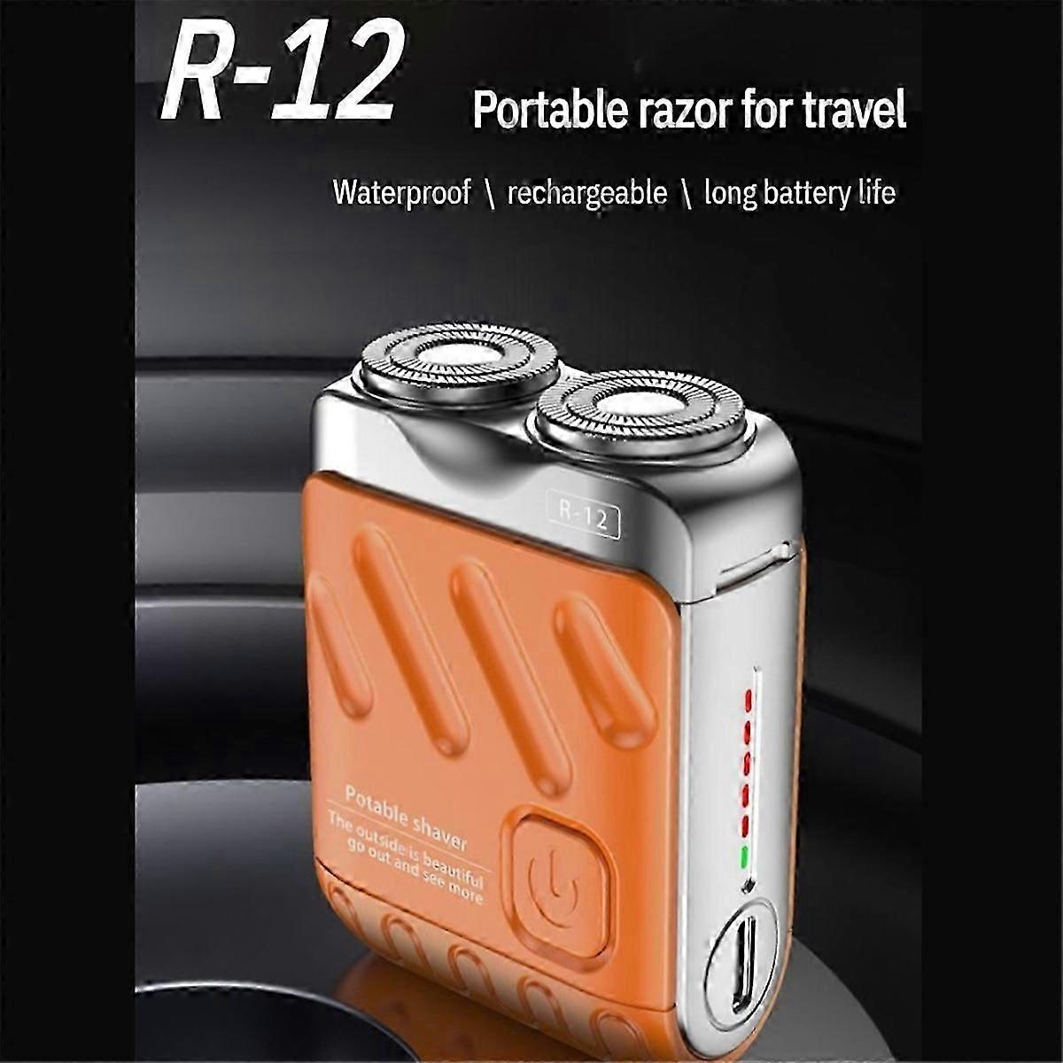 Rechargeable Electric Double Ring Magnetic Beard Shaver, Orange