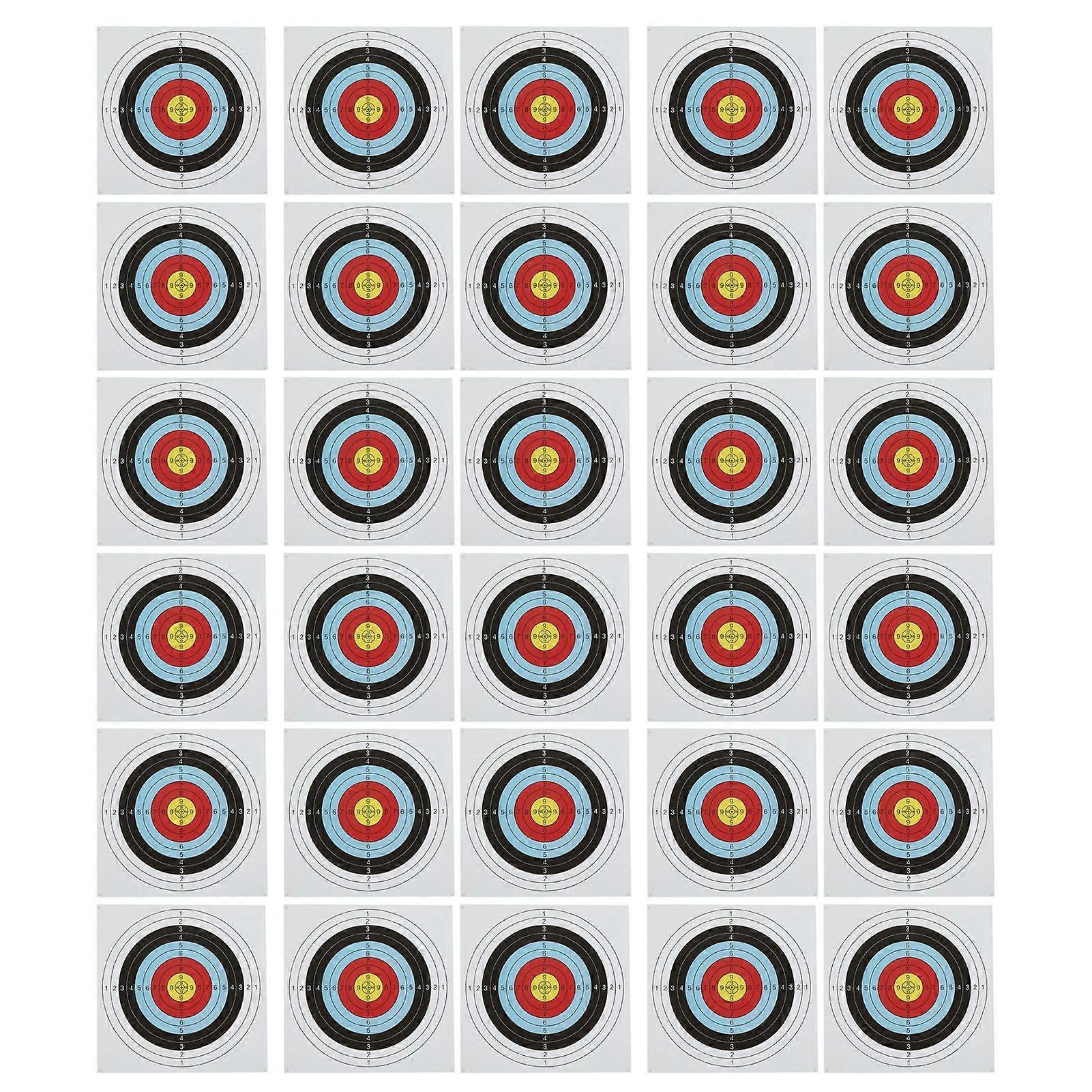 30 Pack 60cm Archery Target Paper Full Ring Archery Compound Anti Curve Bows and Arrows Competitive Target Paper