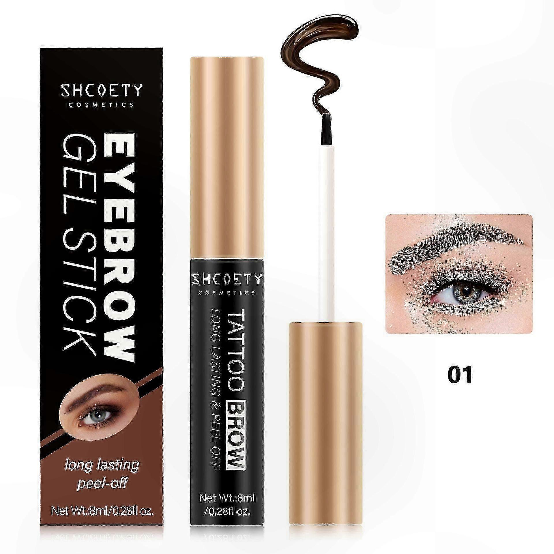 Waterproof Brow Gel, Natural Long-Wear Color, Easy Peel-Off Formula for Up to 72 Hours of Use