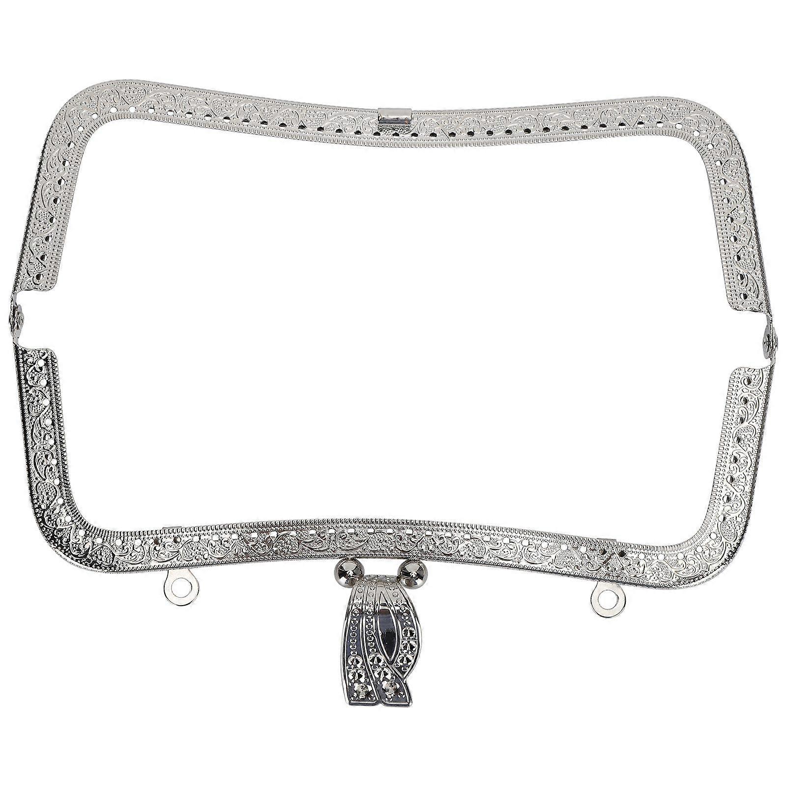 Metal Purse Frame DIY Kiss Clasp Lock Retro Embossed Handle Hardware Accessories 20cmSilver B01-02700478