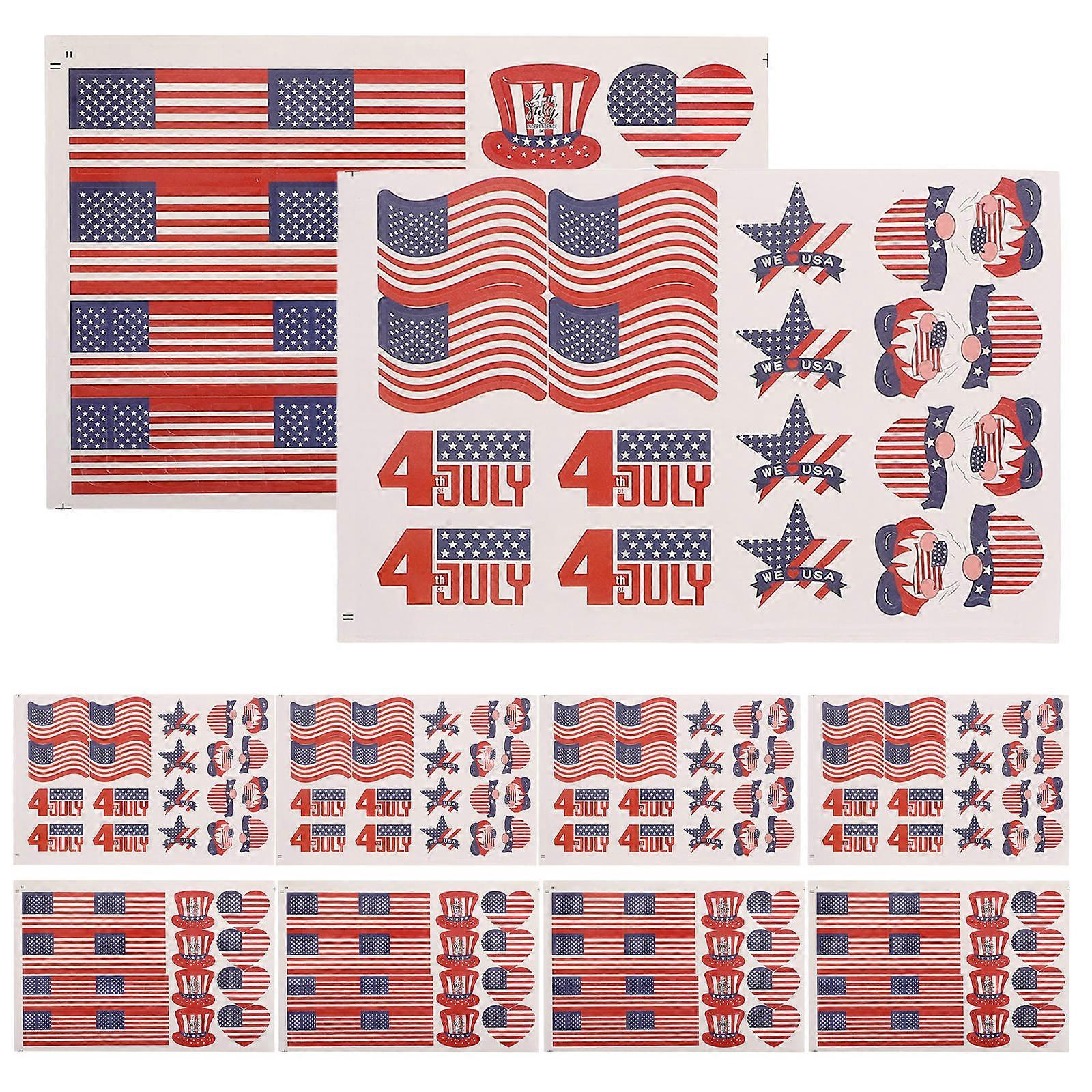 Independence Day Face Sticker National Flag Decals Assorted Color Patriotic Celebration For Windows Vehicles 160Pcs