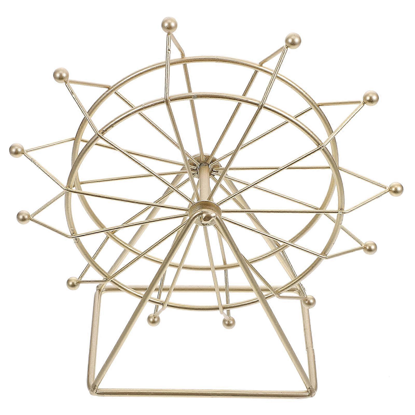 Ferris Wheel Ornament Rotatable Sky Wheel Ornament Desktop Decor Iron Golden Material for Home Decor Enthusiasts 1Pack