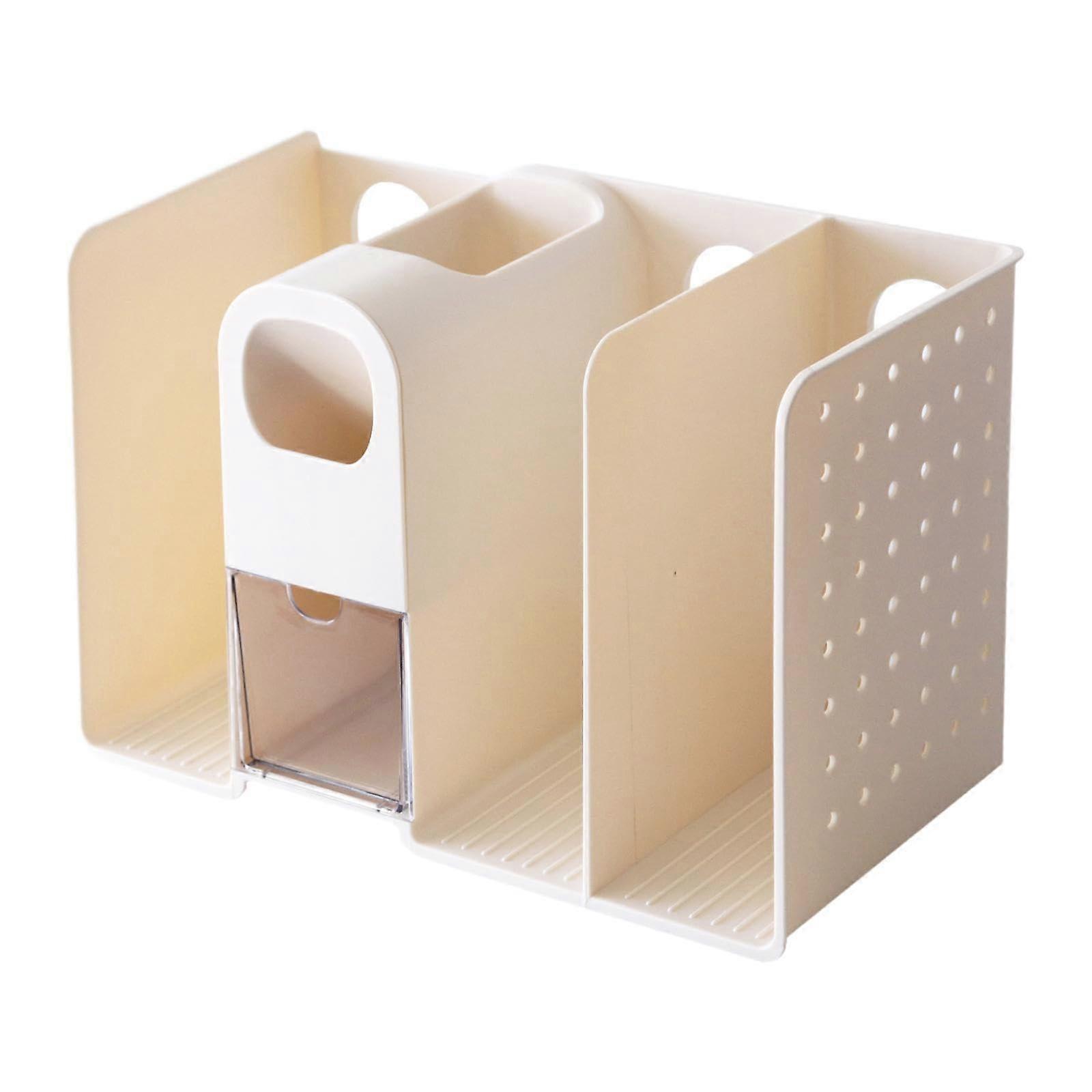 Desk Organizer Book Holder With Drawer Portable File Organizer For Office Desktop Bedroom Beige