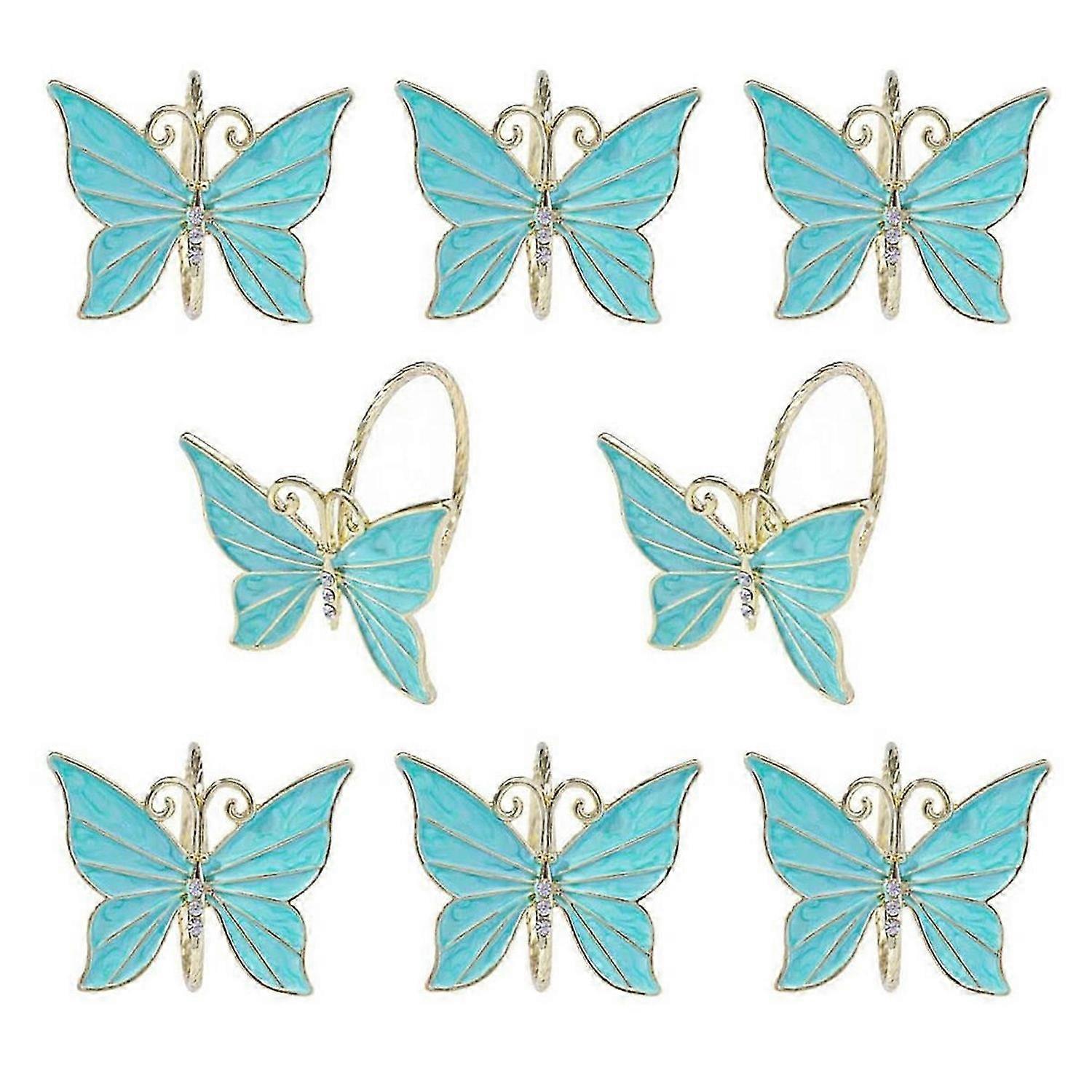 8PCS Flower Butterfly Napkin Ring Holder for Easter Wedding ,B