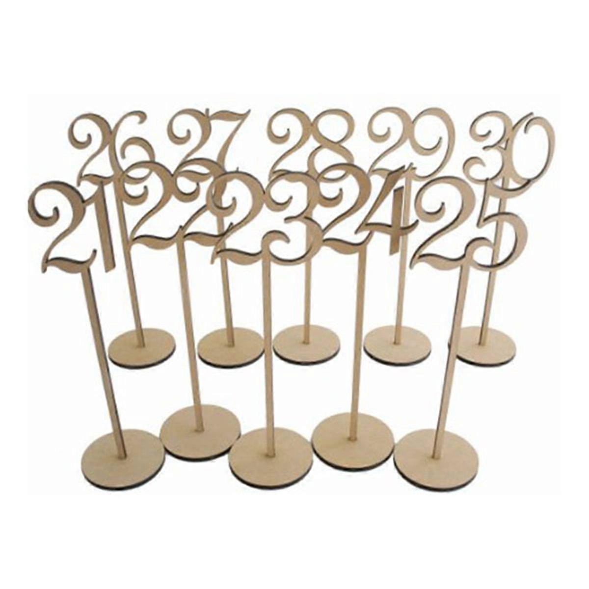 Wooden Table Numbers for Wedding Use with Holder Base 10Pcs Pack