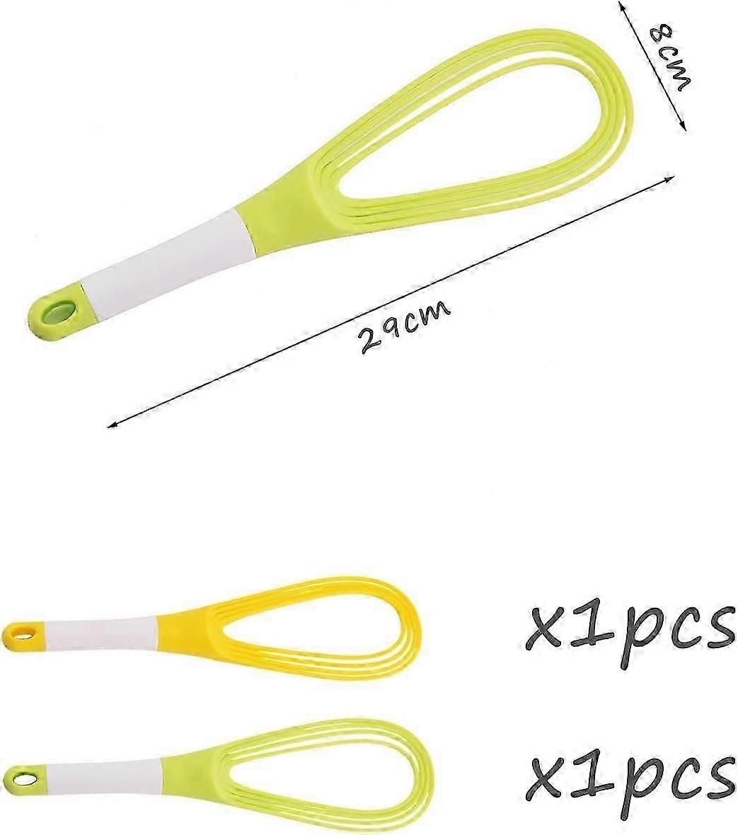 2 Rotatable and Foldable Manual Egg Beaters in Green and Yellow for Easy Mixing