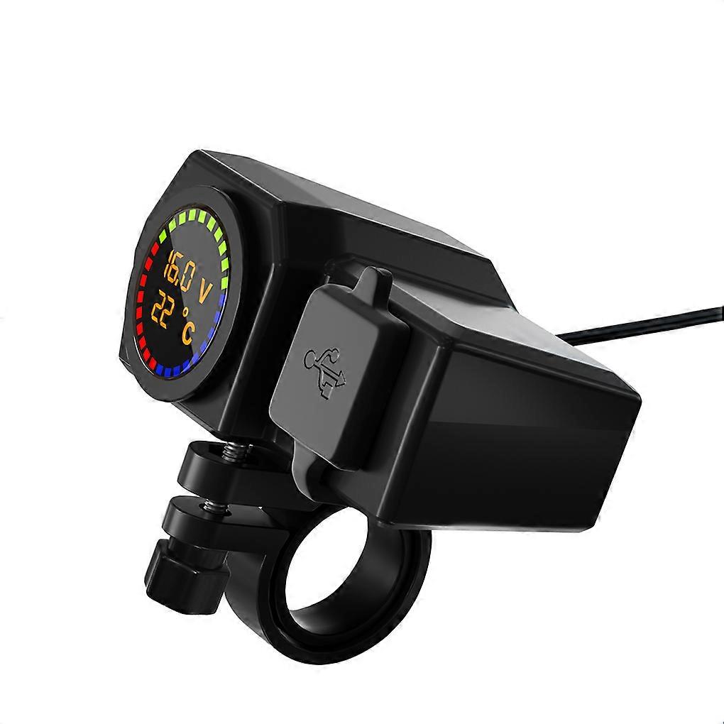 Motorcycle Charger with Color Screen Voltage Digital Display Plastic Car Chargers Power Adapter Outlet Handlebar