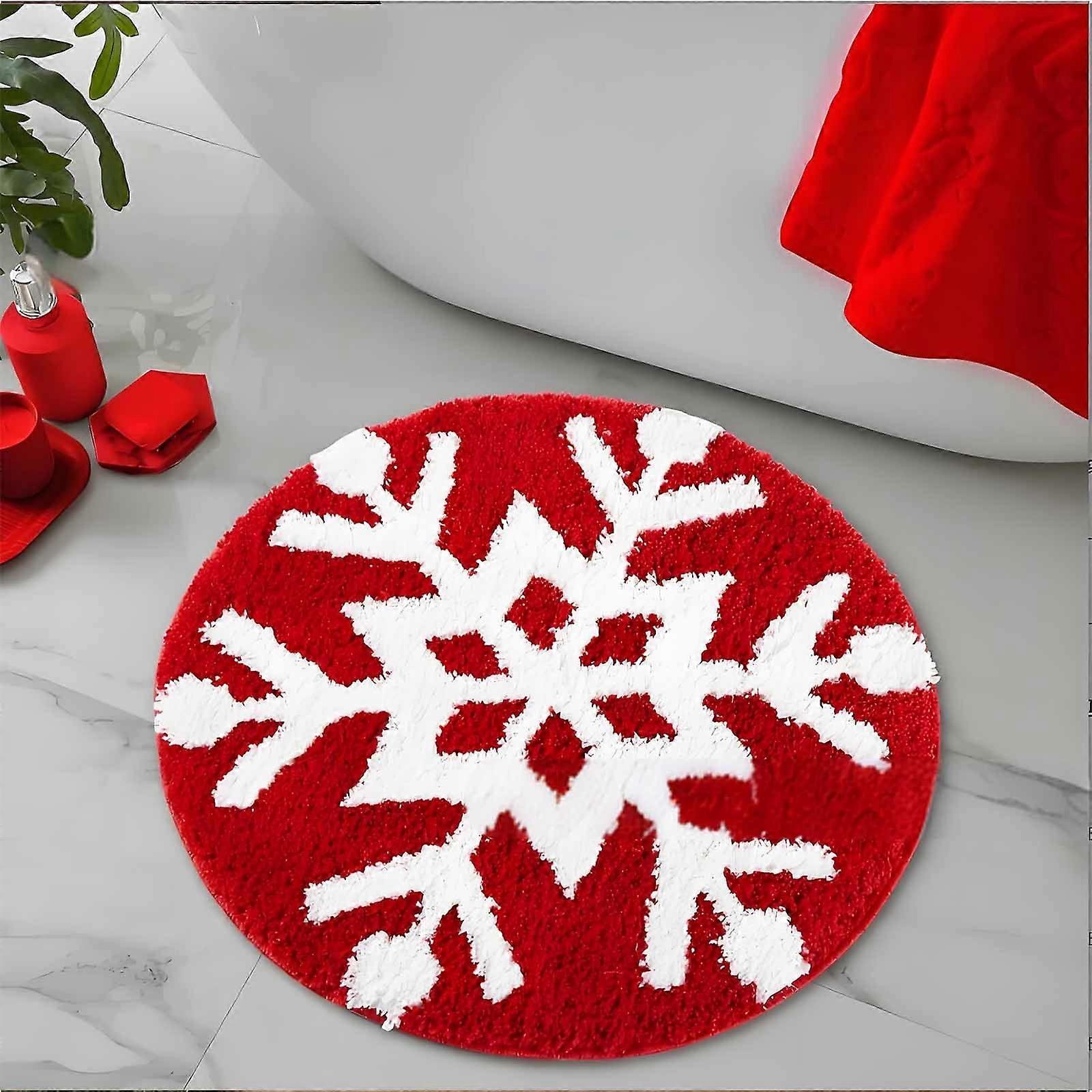 Christmas Round Carpet Dense Flocking Floor Mat Round Holiday Decoration Carpet Living Room Carpet Non-Slip Mat