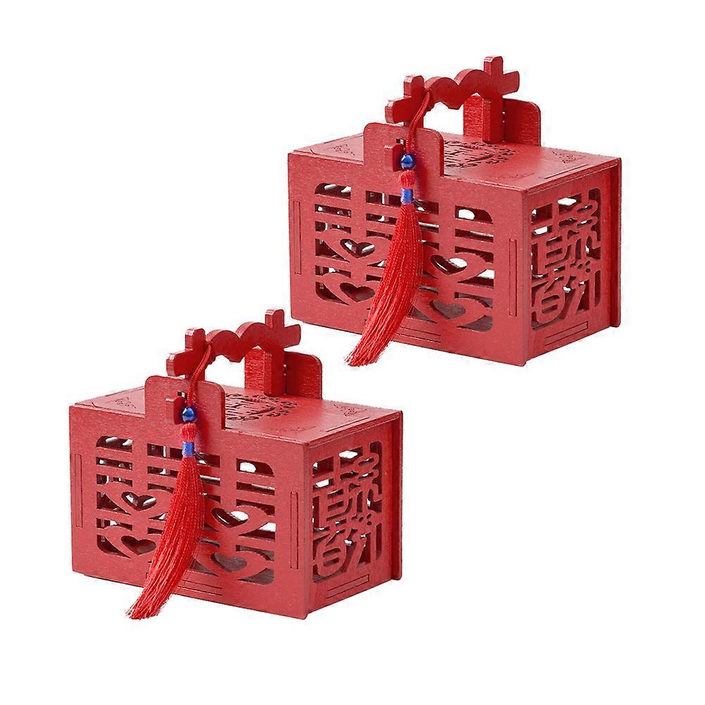 Wooden Candy Boxes In Chinese Style Suitable For Wedding Celebration Guests 6 Pcs Featuring Handles And Elegant Design