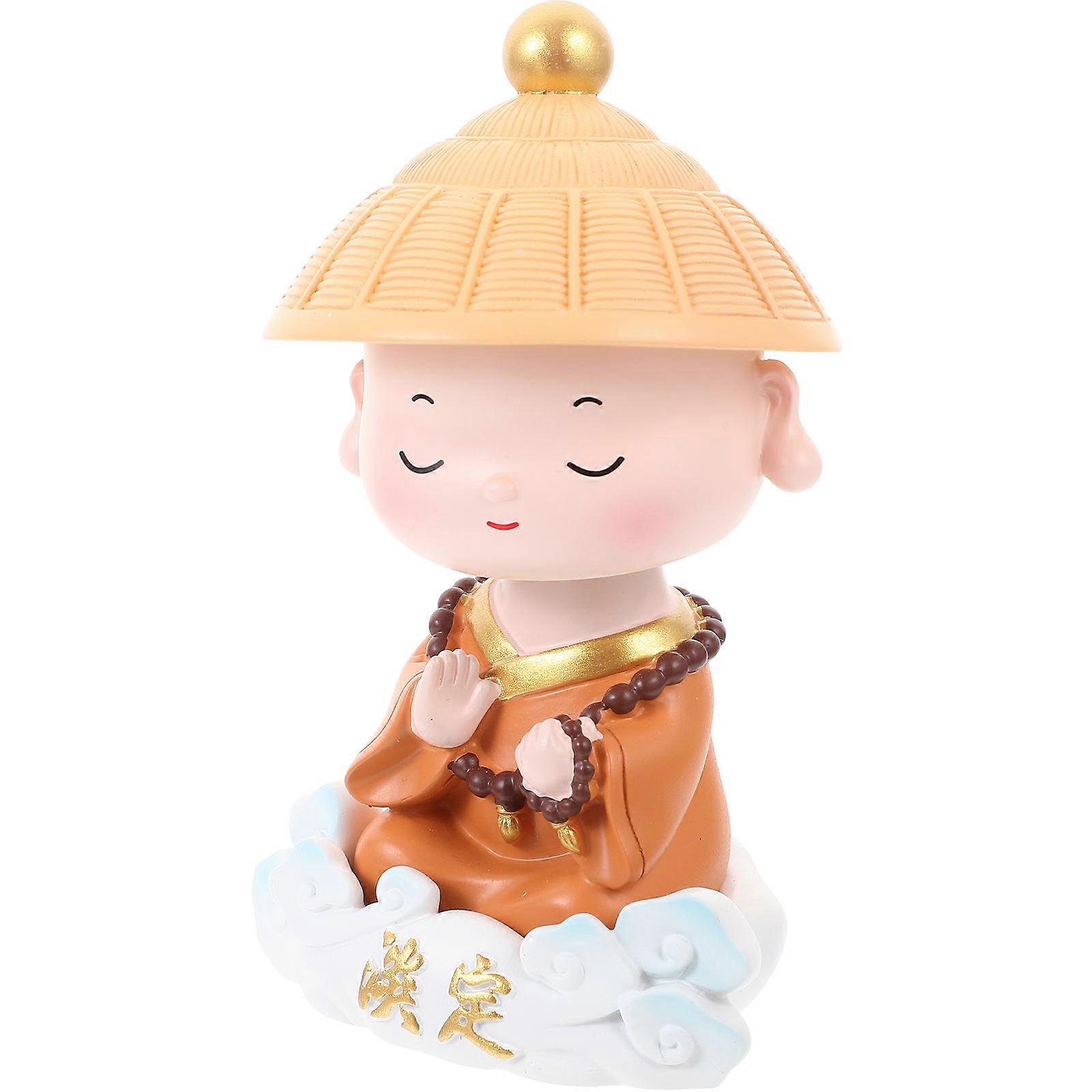 Car Dashboard Monk Ornament Resin Desktop Monk Figurine for Decoration 2Pcs