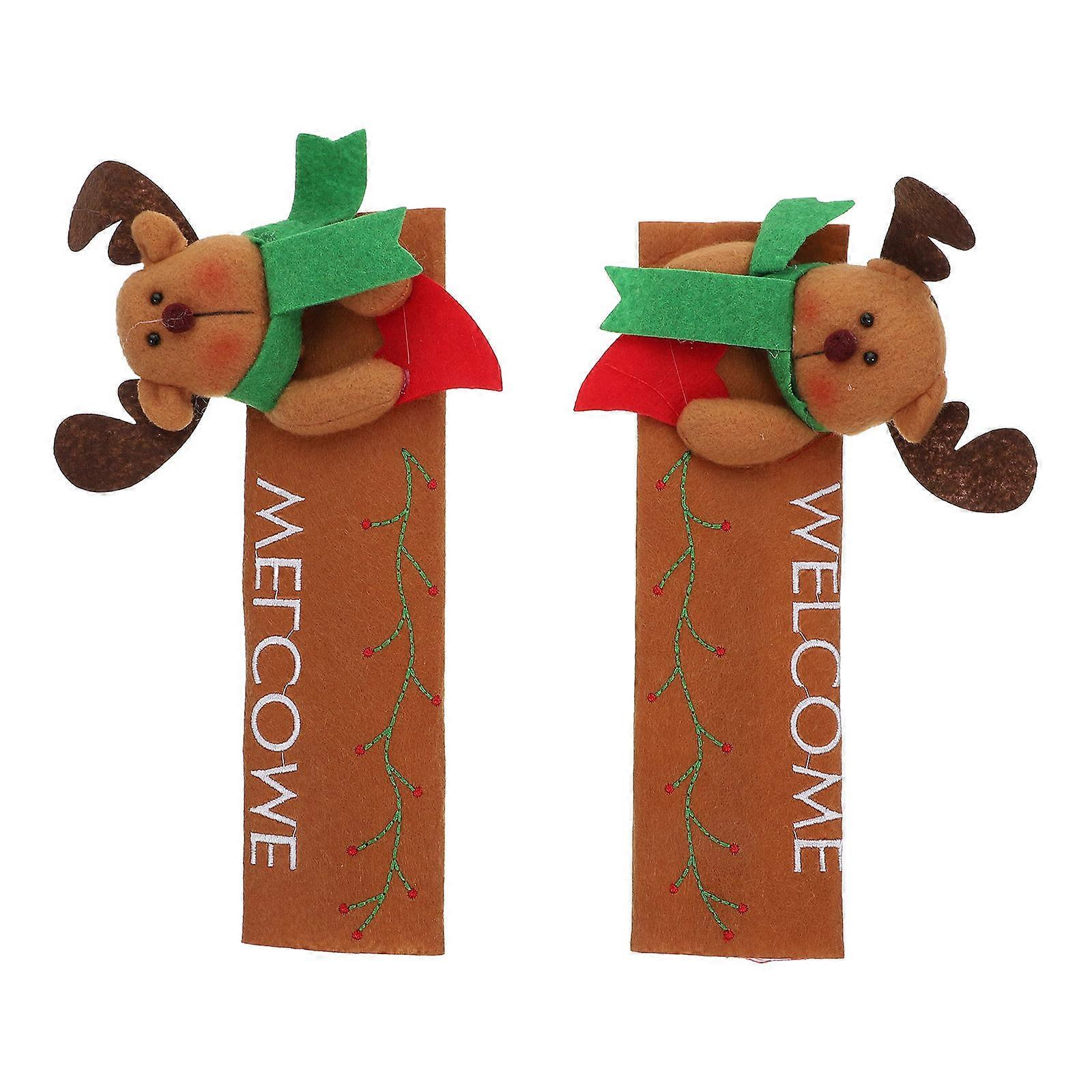 Durable Xmas Handle Cover Fridge Handle Gloves for 4Pcs Brown Decor