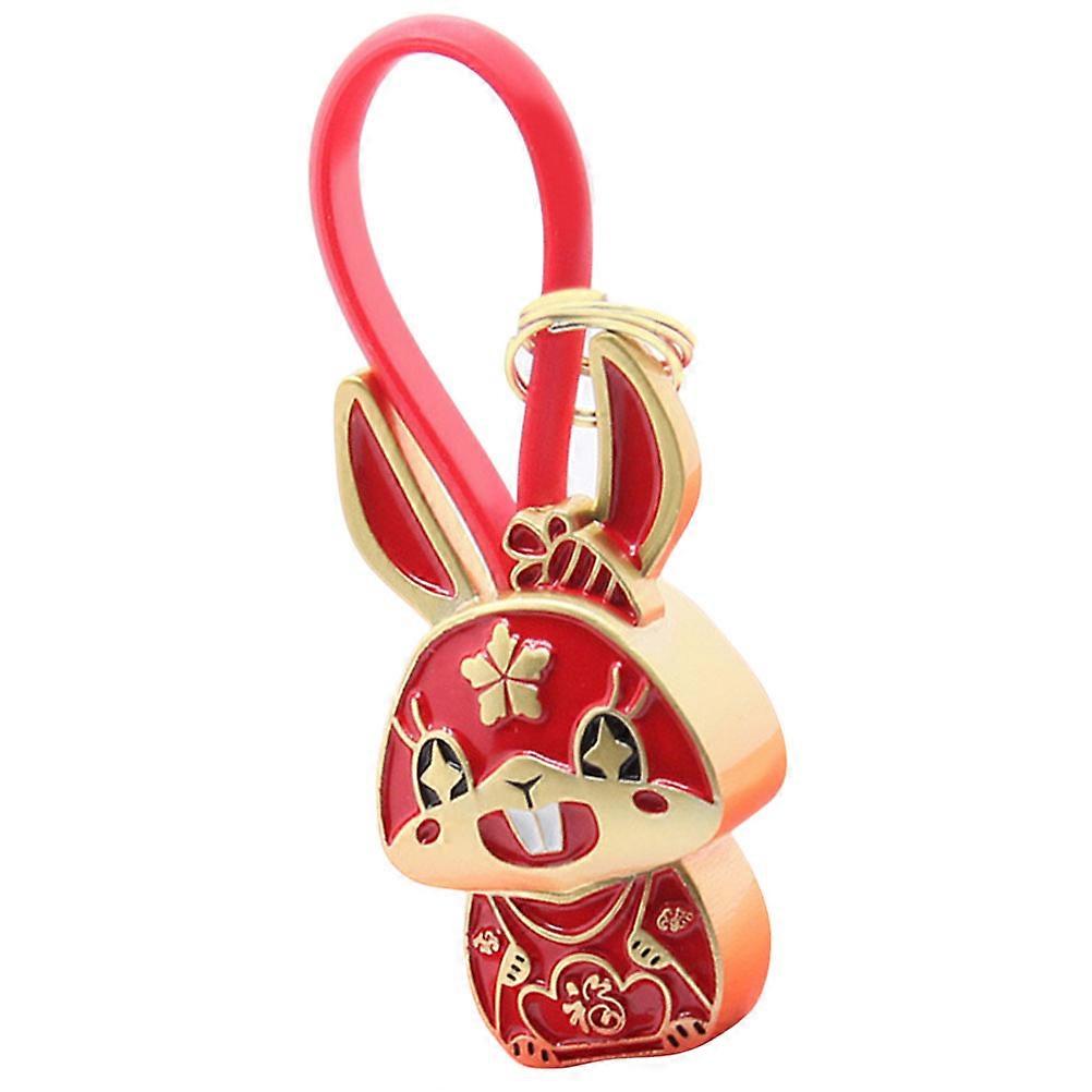 Red Metal Rabbit Pendant DIY Keychain Decoration 4Pcs Set