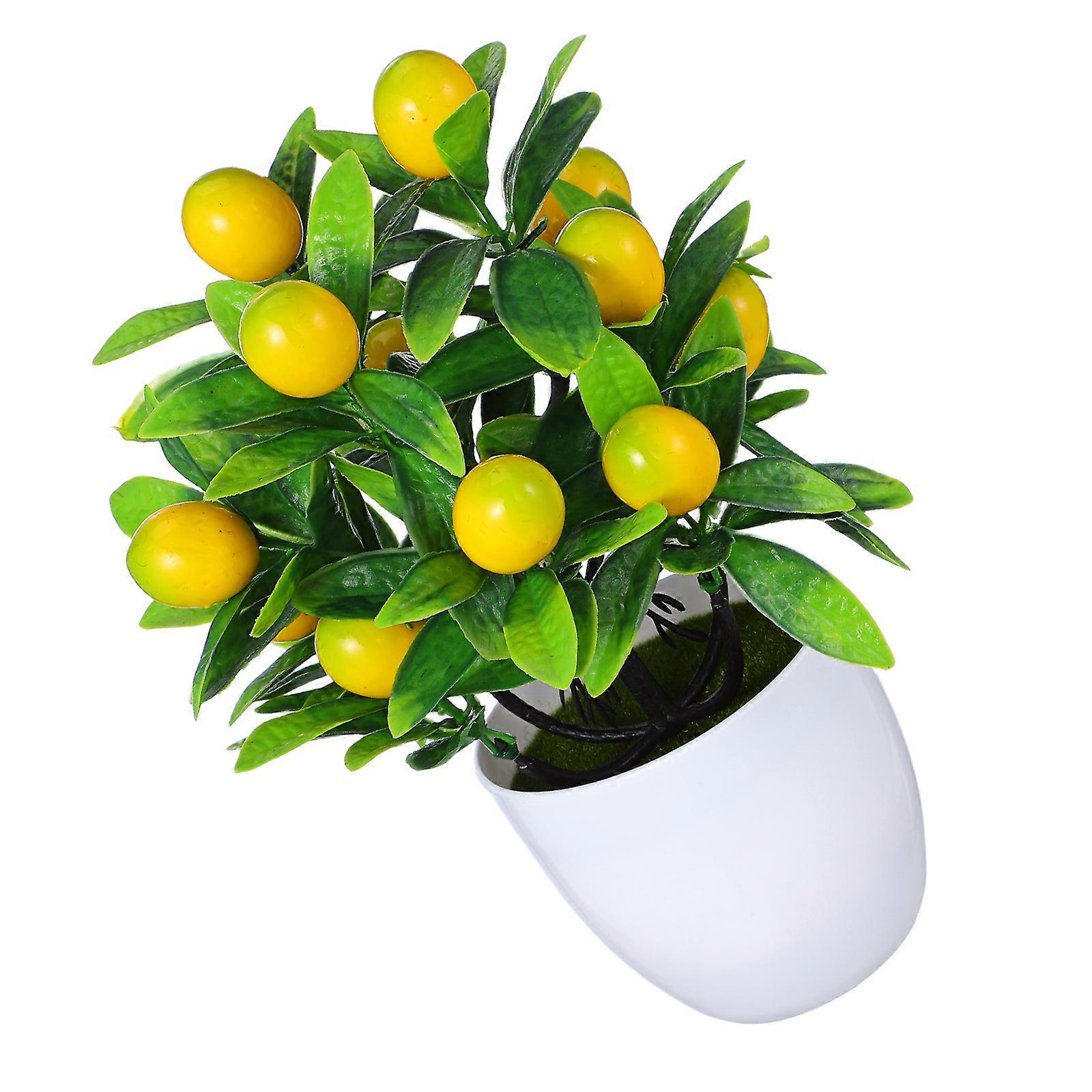 Artificial Plant Ornaments Lemon Tree for Decoration 2Pcs Fake Bonsai