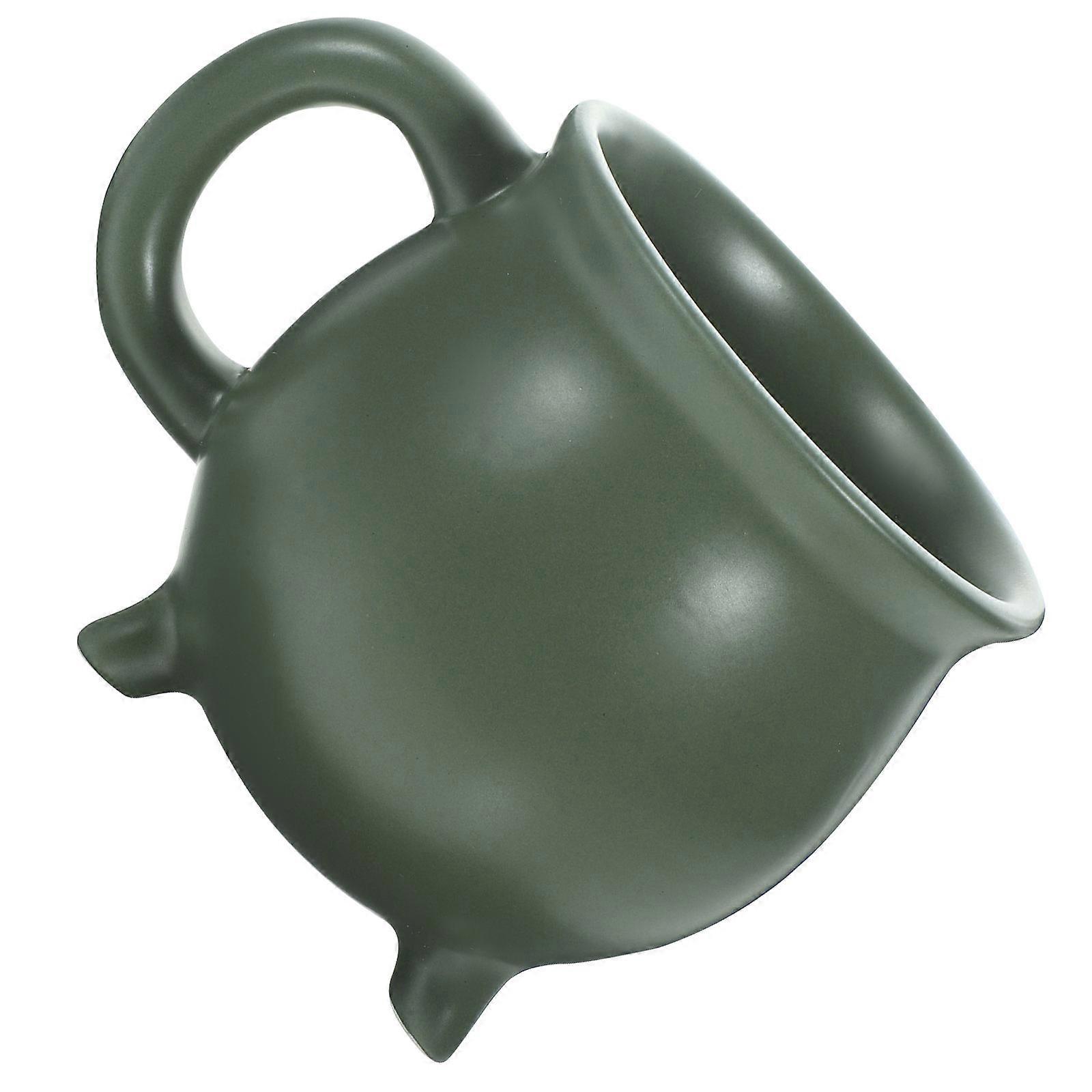 Green Ceramic Cauldron Coffee Mug for Home Drink Use