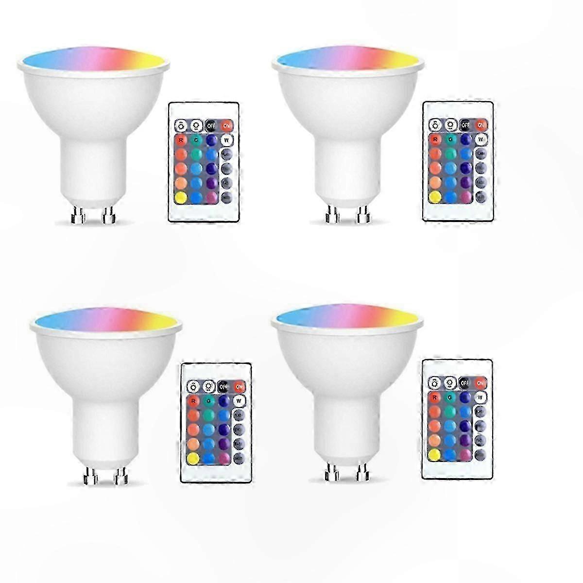 4-Piece GU10 LED Bulbs with Remote Control, 17 Color Options and 4 Dynamic Modes, Memory Function for Adjustable Spot Lighting