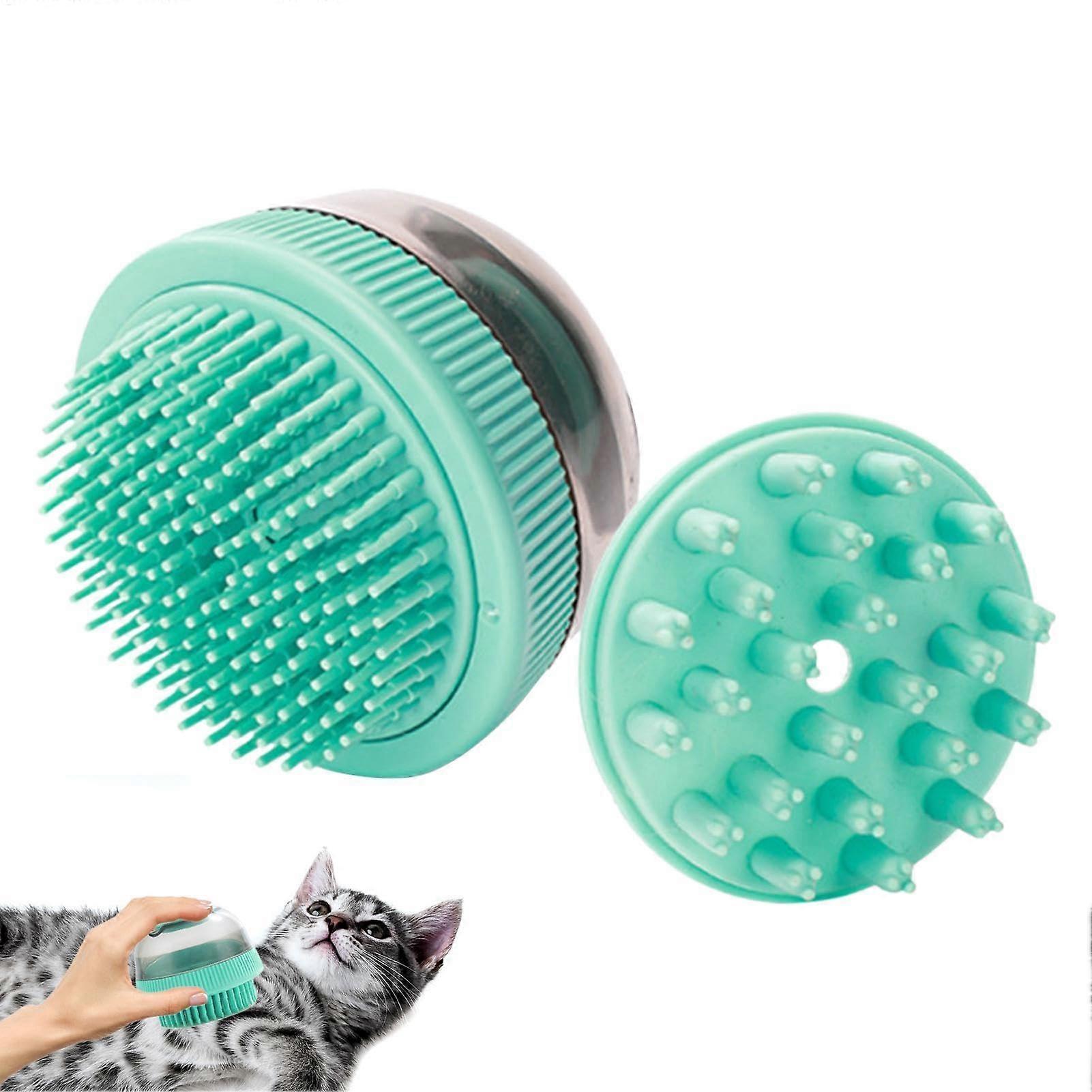 Dog Scrubber For Bath Silicone Soft Hair Comb Spaceship Shape Grooming Tool With Large Opening For Dogs Cats Kitten Blue