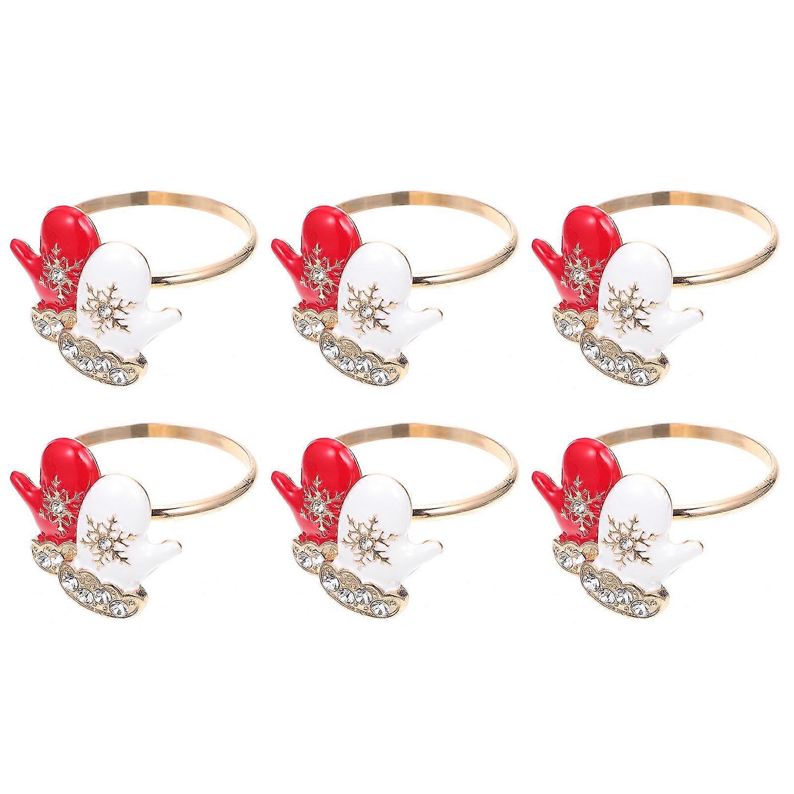 Christmas Napkin Rings Decorative Table Supplies 6Pcs Assorted Color Alloy