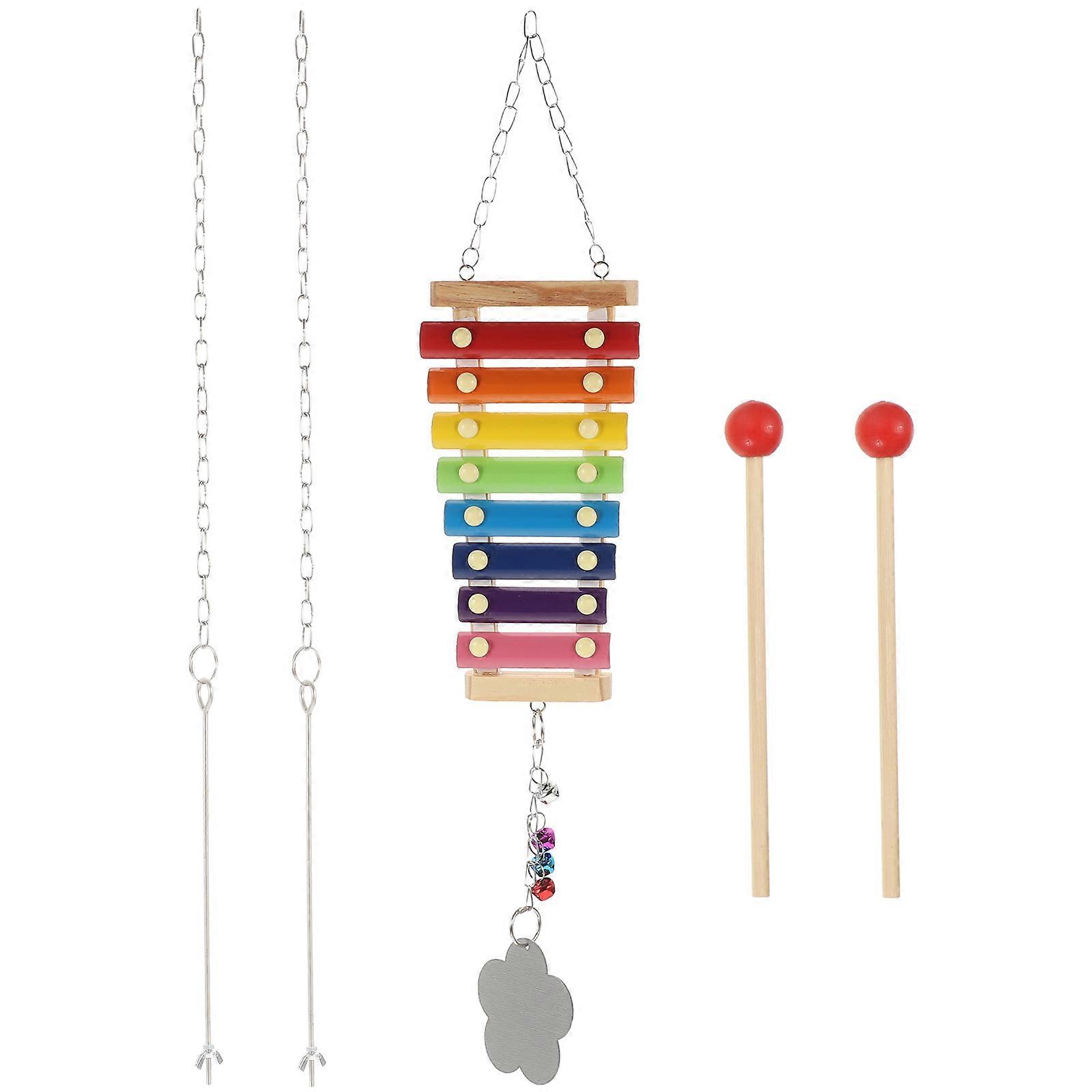 Foraging Toy for Birds and Chickens Wood and Stainless Steel Material for Beak Cleaning 1 Set