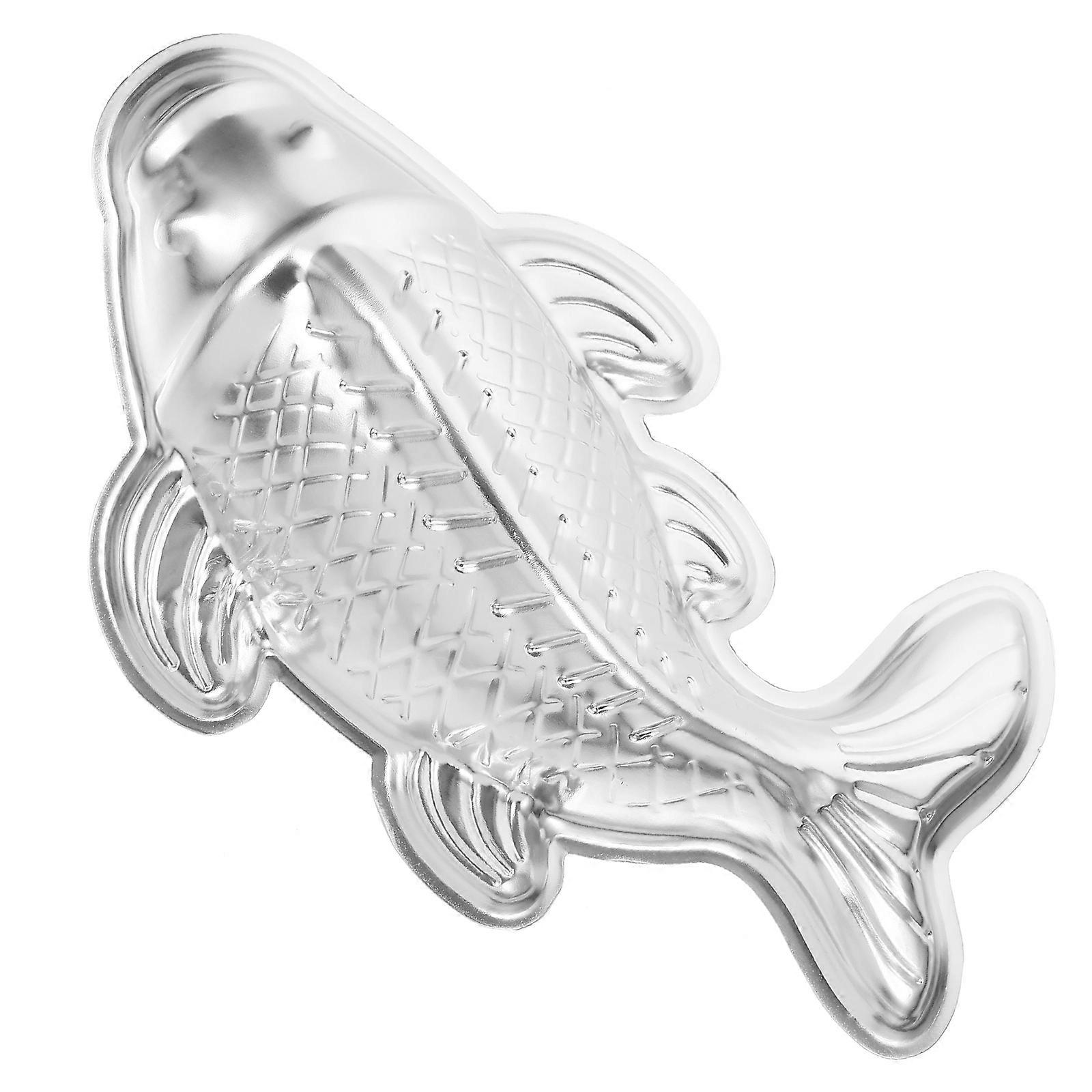Fish Shape Rice Cake Mold in Silver for Baking Use 2Pcs Multipurpose Mold