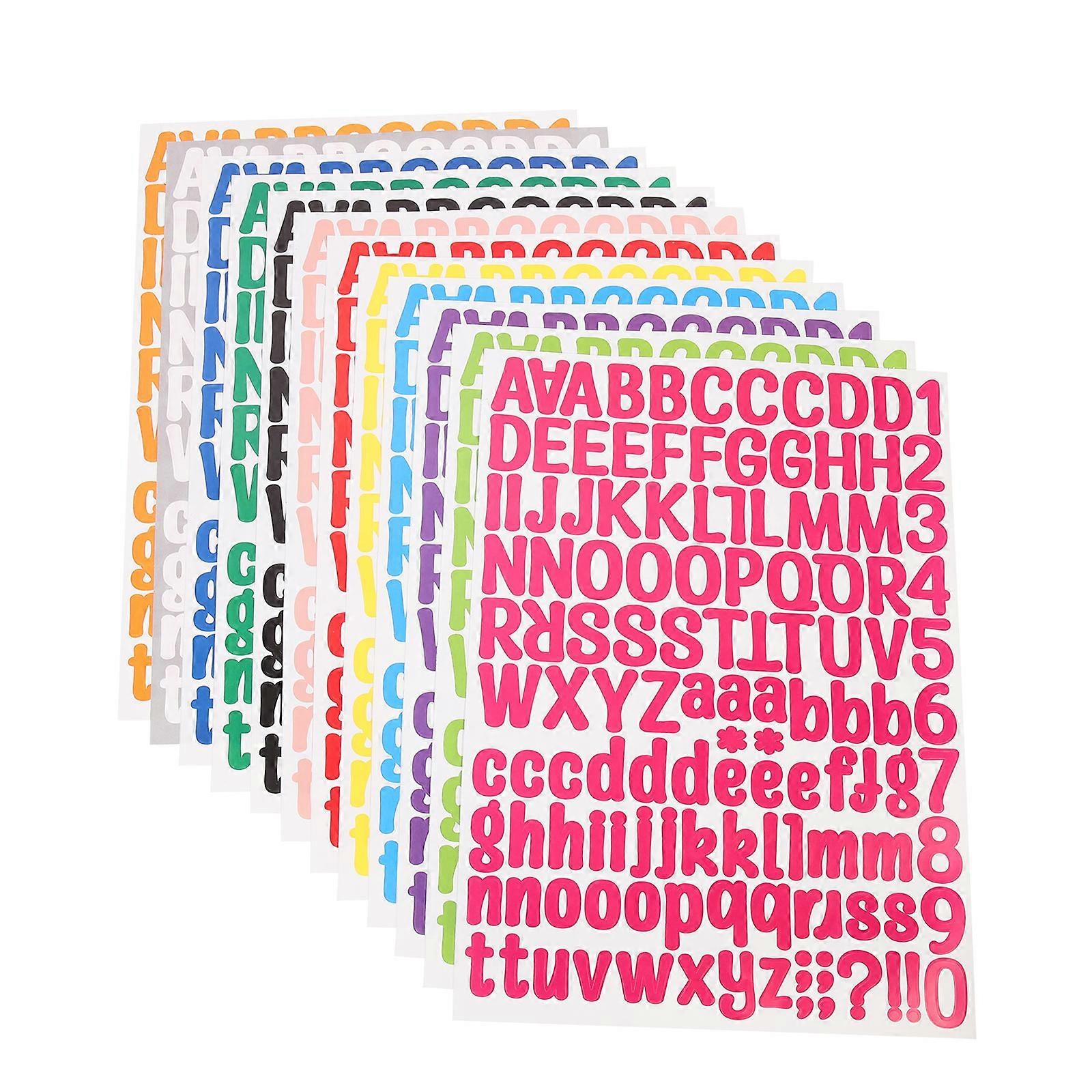Self Adhesive Stickers PVC Letters Numbers for DIY 48 Sheets Pack