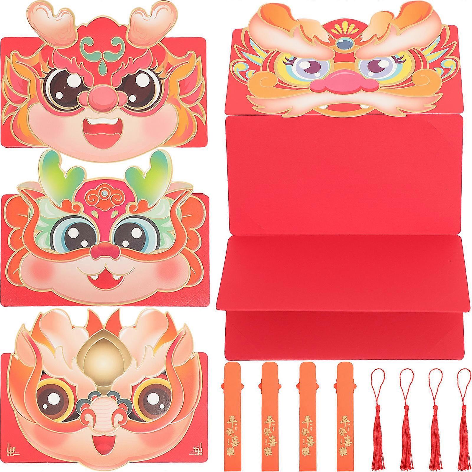Spring Festival Red Packet Money Envelopes Gift Container Rectangular Red 4Pcs