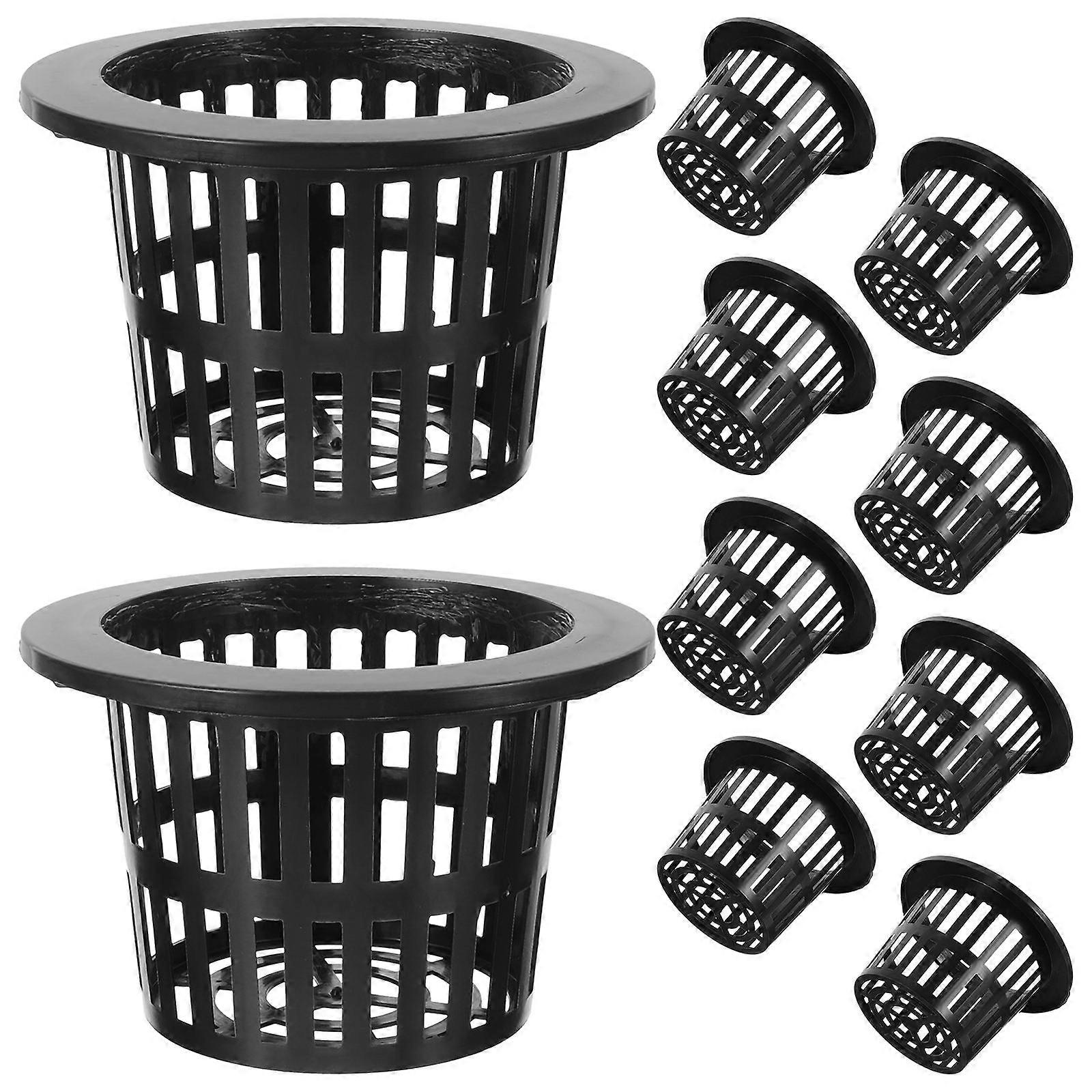 Plastic Hydroponic Pots Net Cups for Planting 50Pcs Black Small Baskets