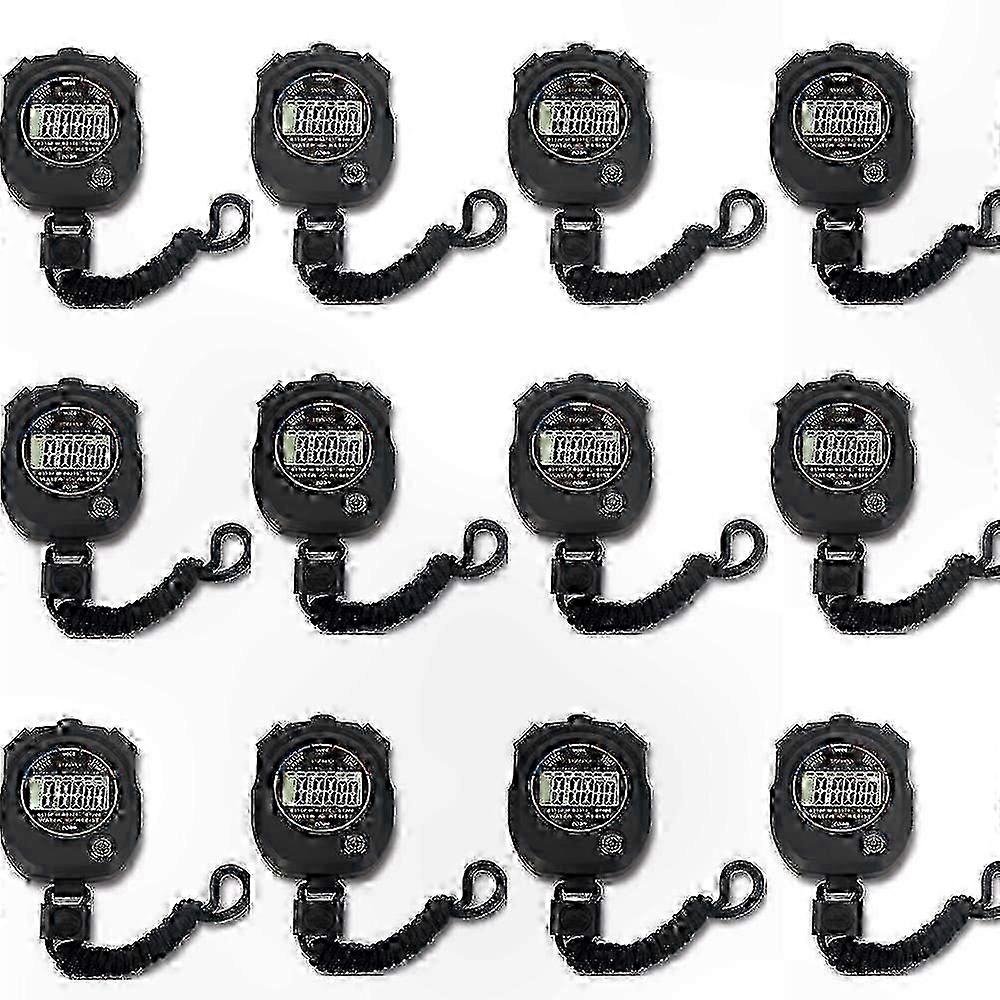 Multi-Function Digital Stopwatch with Large Display, 12-Pack Timer for Sports, Date, Time, and Alarm Functionality