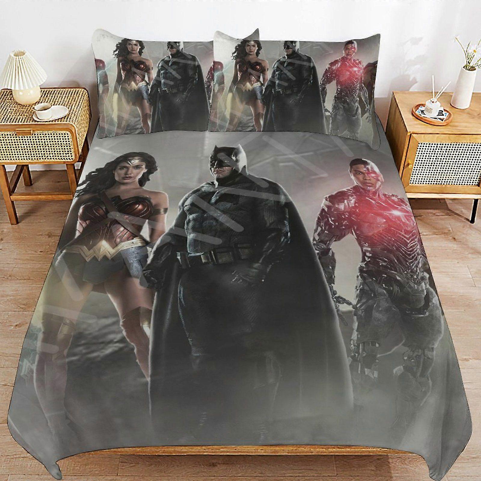 a247 Justice League Machine Wash Safe Practical Zipper Soft Touch Quality Fabric Duvet Cover Sets for Comfortable Sleep b247
