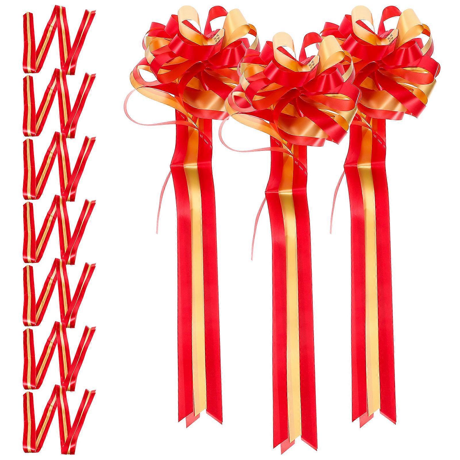 Red Plastic Wedding Car Pull Bow for Decoration 10Pcs Gift Wrapping