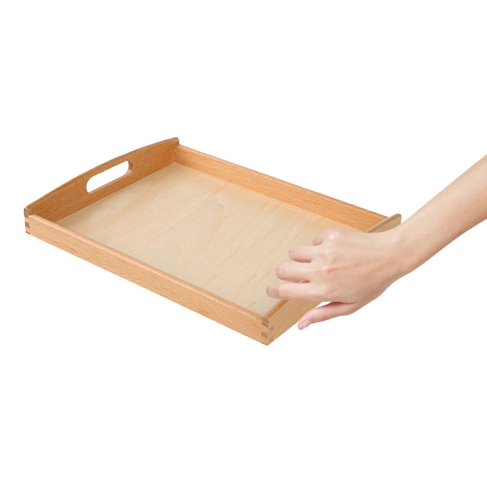 Wooden Serving Tray for Kids Activity with Handle 2Pcs Crafting Trays