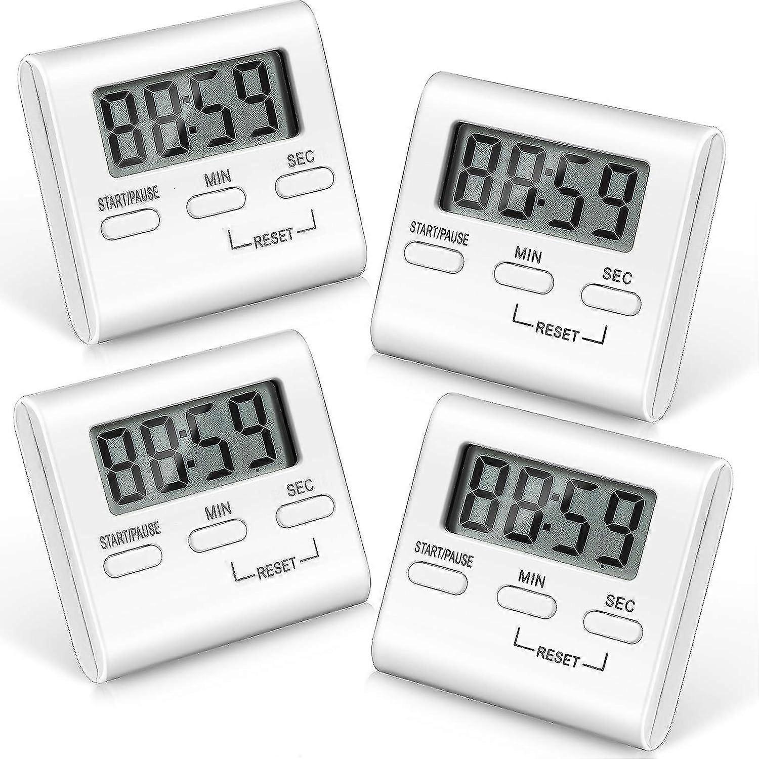 4 Pieces Timers, Kitchen Timer For Cooking, Digital Kitchen Cooking Timers, Egg Timer, Countdown Timer With Loud Alarm Big Digits And Back Stand For C