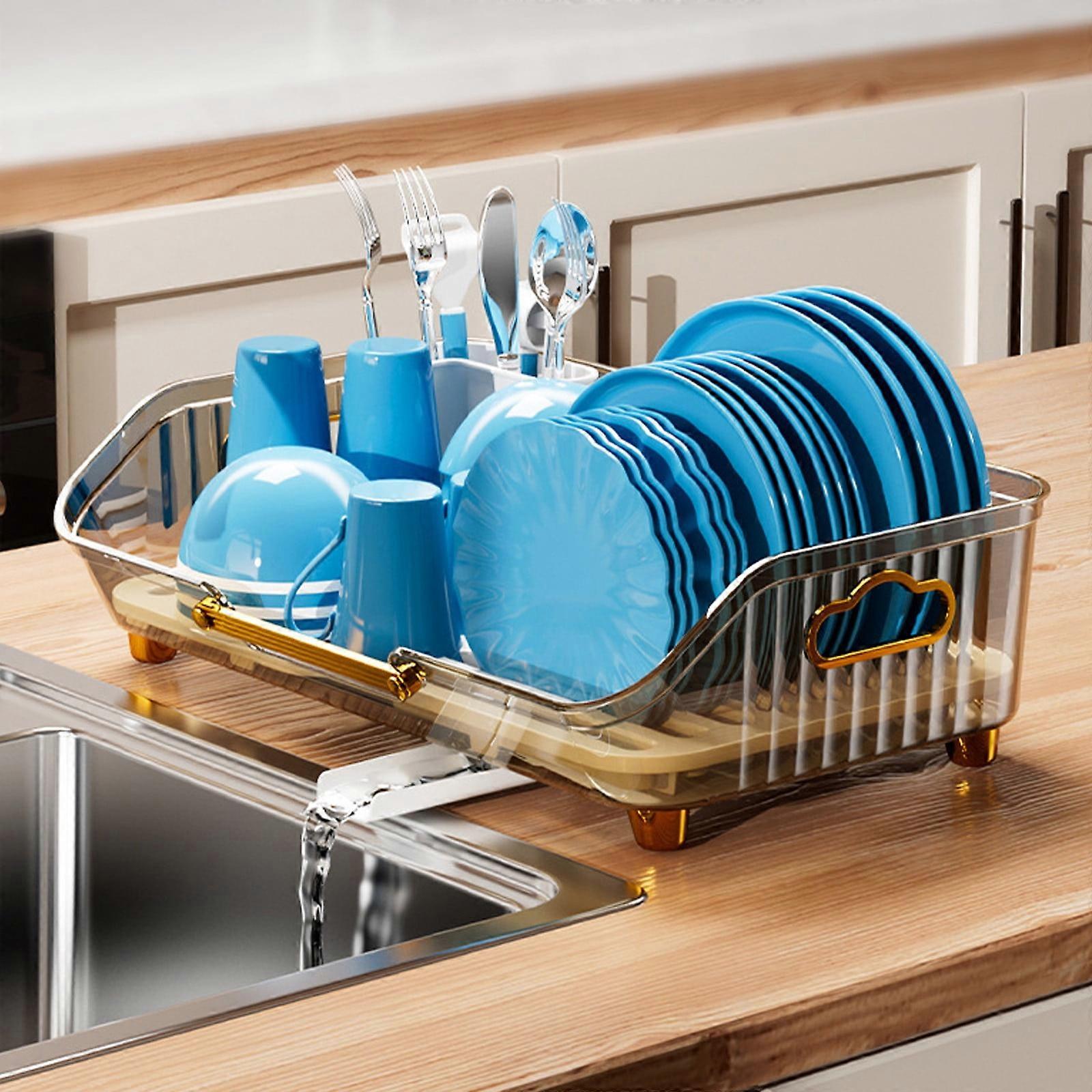 JingChun Dish Drying Rack for Kitchen Counter, Compact with Drainboard & Utensil Holder, Easy to Use