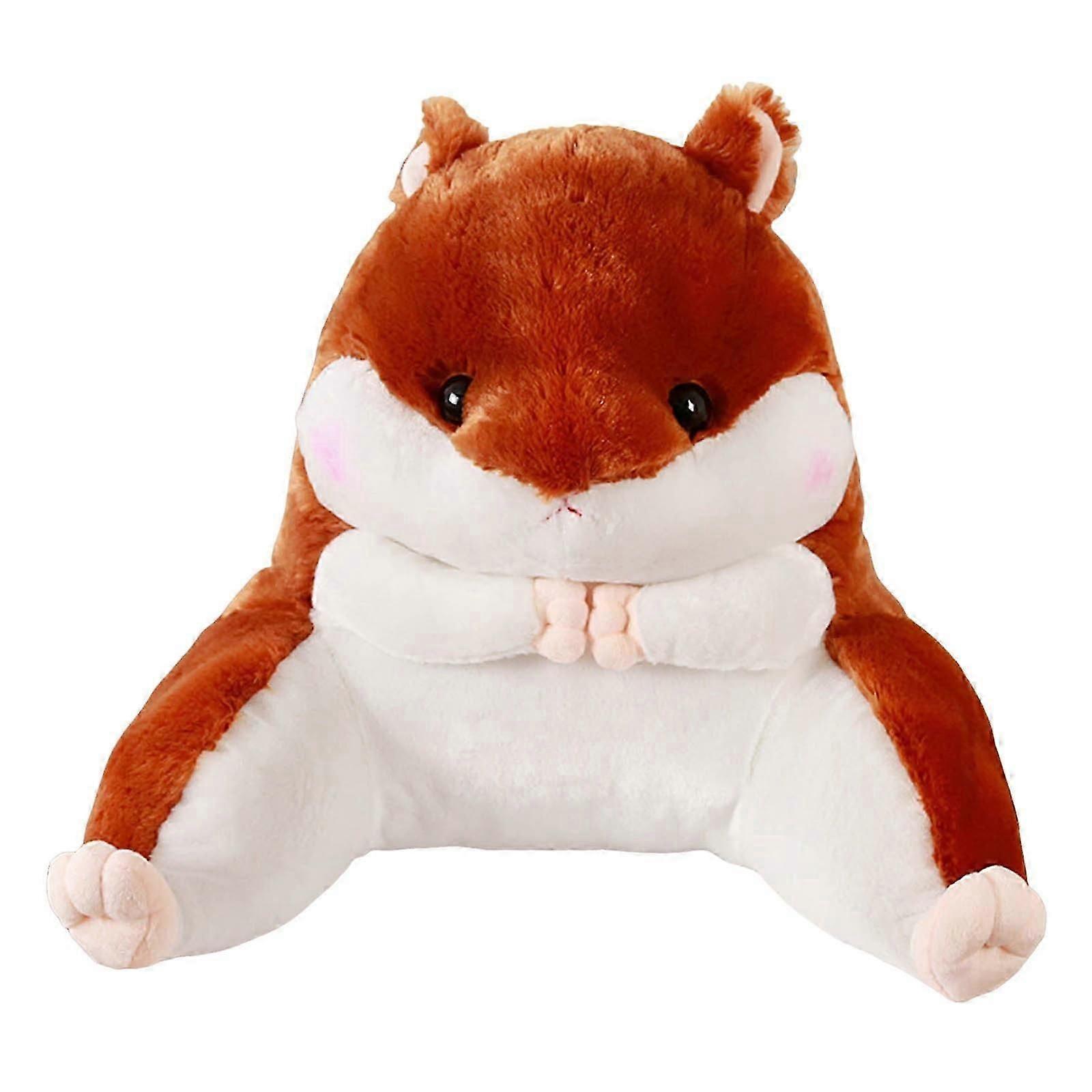 Hamster Reading Pillow with Arms - Soft Plush Backrest for Bed, Sitting Up Support, Cartoon Chair Lumbar Pillow, 17.7x15.75 Inches