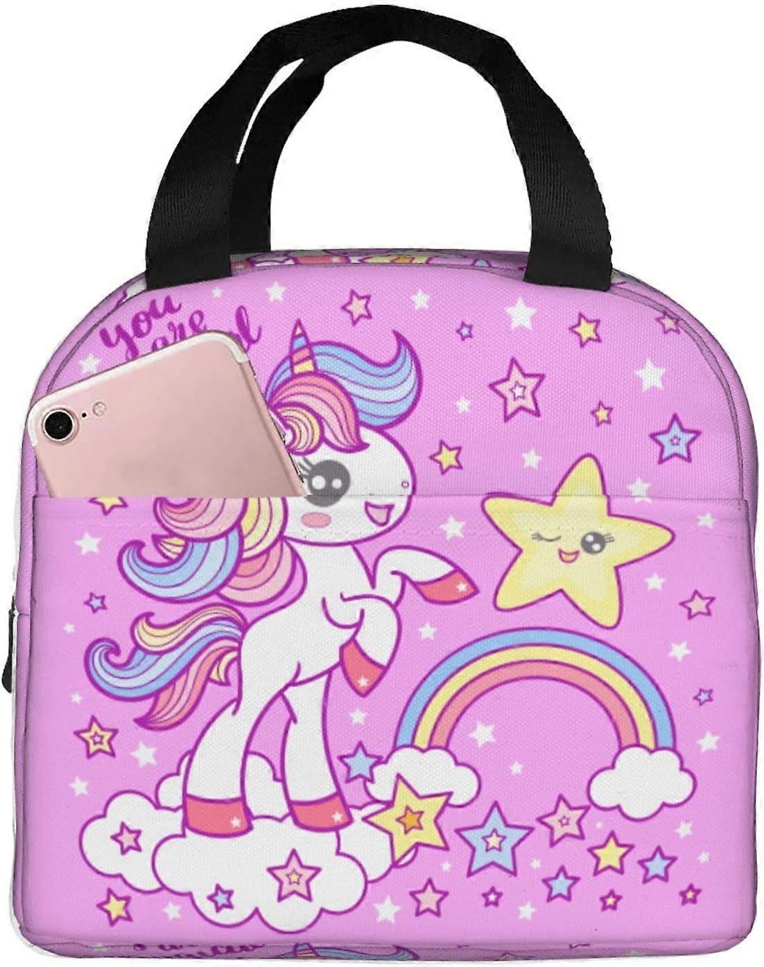 You Are Magical Princess Unicorn Lunch Box - Insulated Reusable Cooler Tote with Front Pocket, Perfect for Work, Picnic, Hiking, Travel