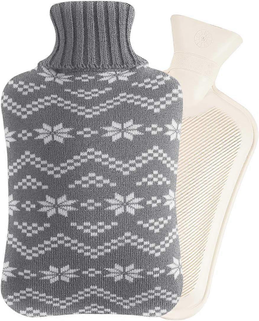 OliviaLiving Hot Water Bag Hot Water Bottle 2 Liter Heat Up and Refreezable Hot Cold Pack with Knit Cover for Pain Relief Hot Cold Therapy, Snowflake1
