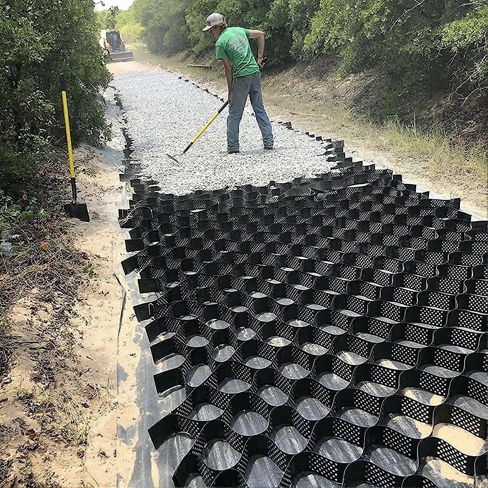 Geocell Ground Grid HDPE, 2Inch Cell, Permeable Paver System, Ground Stabilization, Driveway Grid, 6x8 m (20x26 ft)