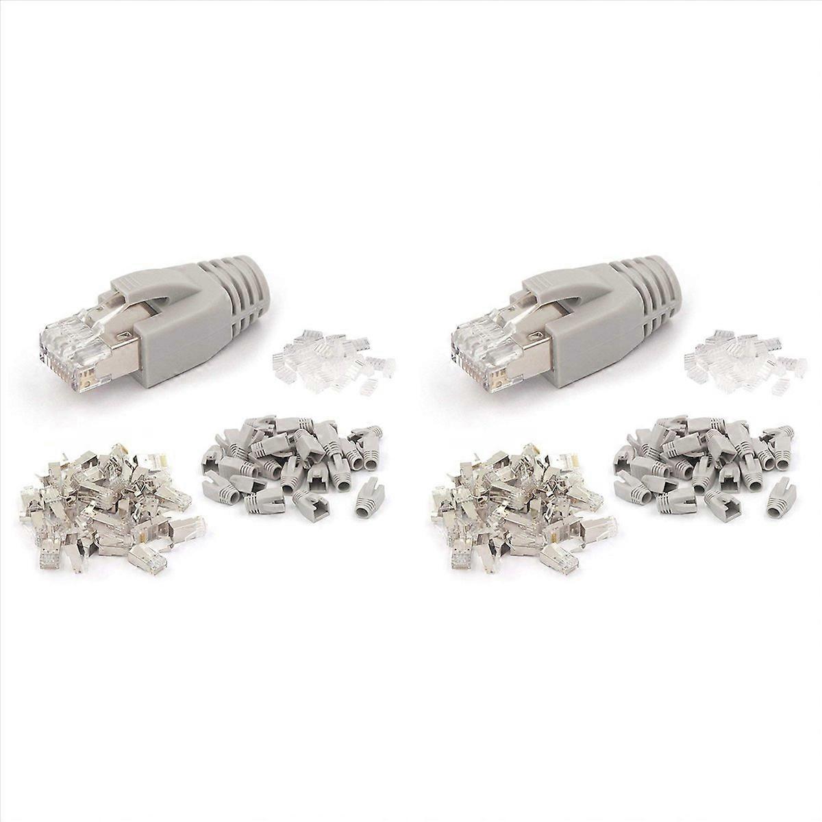 20 Pack CAT7 Shielded RJ45 Connector with Load Bar and RJ45 Relief