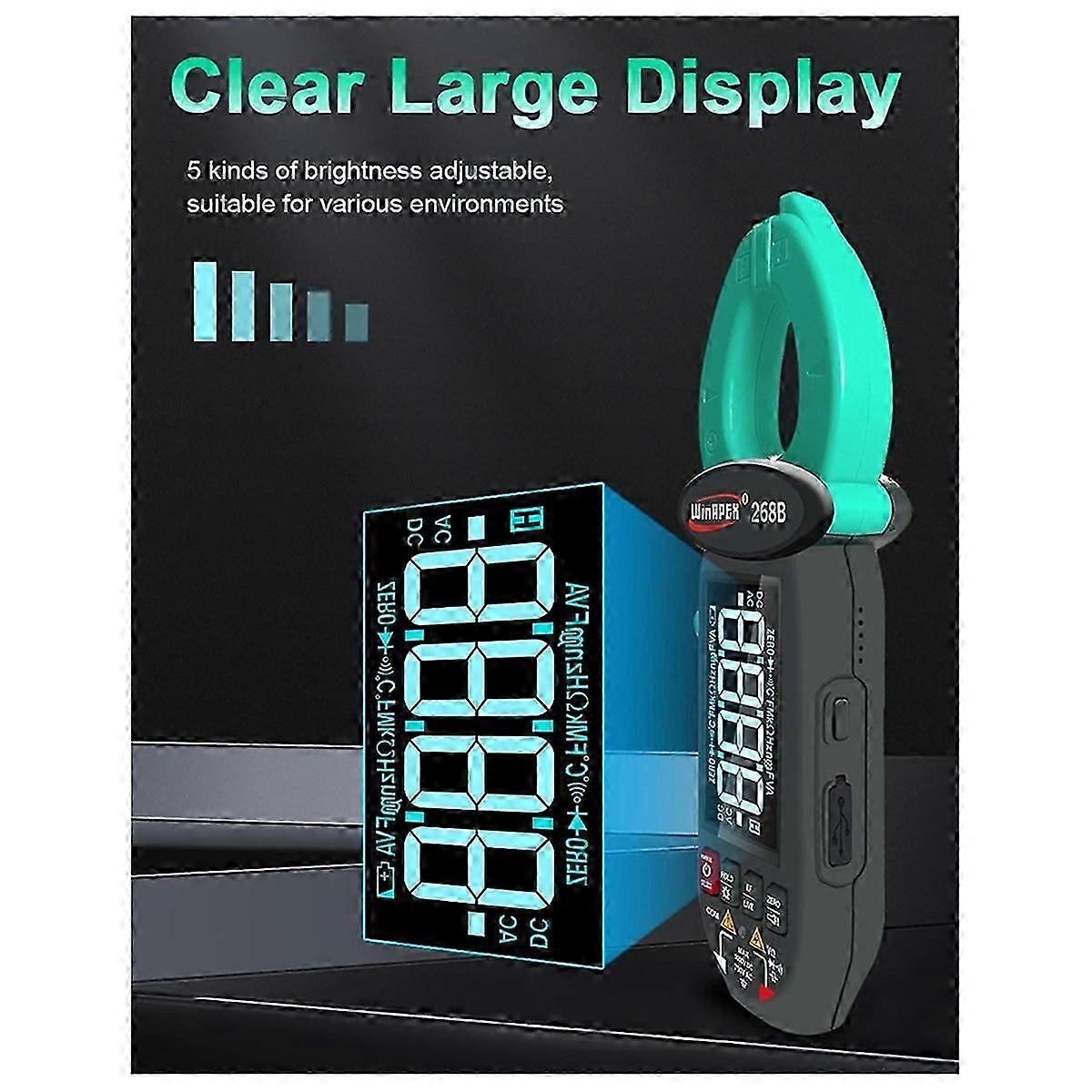 Leakage Current Detect Clamp Meter 60A AC DC Current Voltage Temp Type-C Screen Rotation NCV Multim