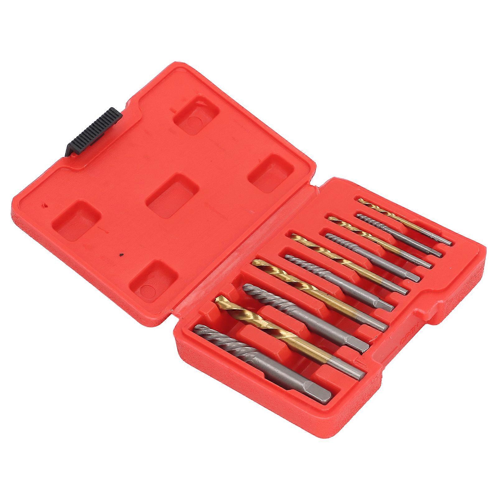 10PCS Screw Extractor Set Heavy Duty Bolt Extractor Set Left Hand Drill Bit for Removing Broken Bolt 