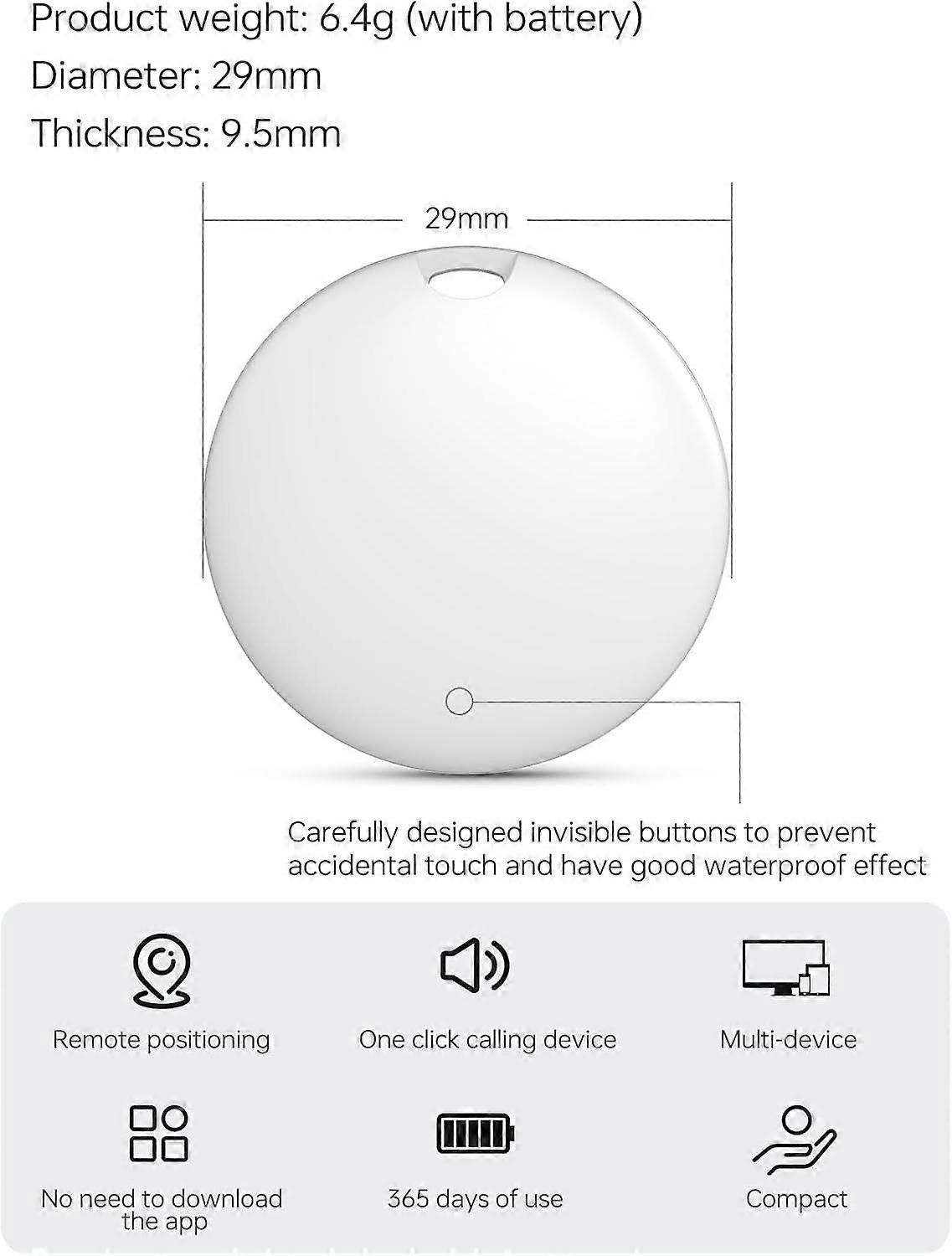 Luggage tracker, key finder, smart Bluetooth tracker, pairs with Find Me (iOS only), wallet and key item locator, louder alarm, replaceable battery (w