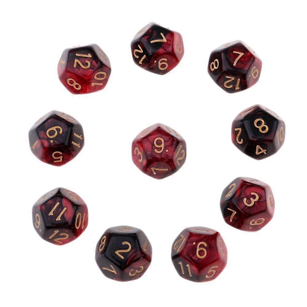 Polyethylene Multi-Sided Dice D12 Dice For D u0026 D Game Table TRPG Red+Black
