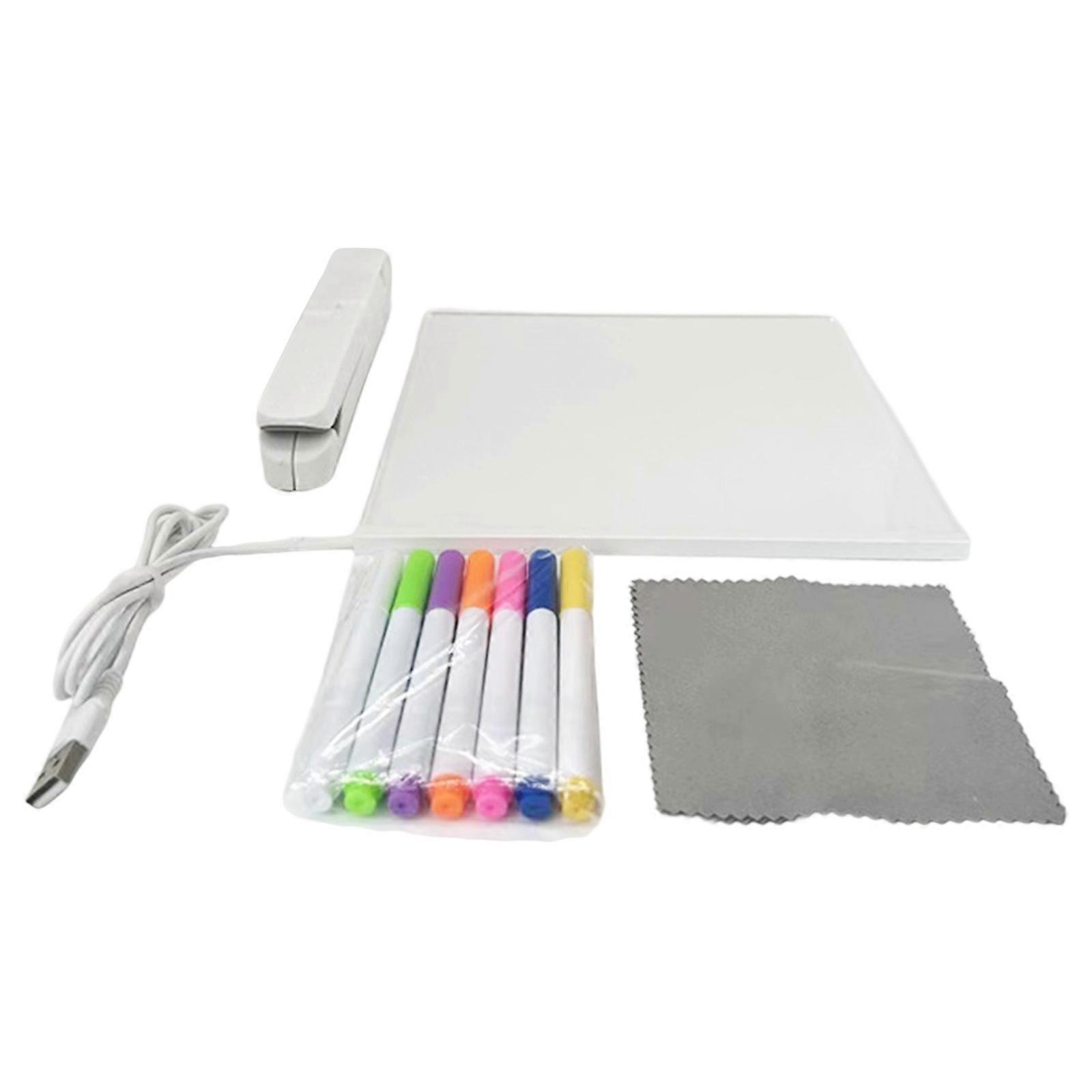 LED Light up Memo Board 30x20CM LED Note Board Clear Acrylic Signs LED Light up Message Board with Marker and Stand Multicolor